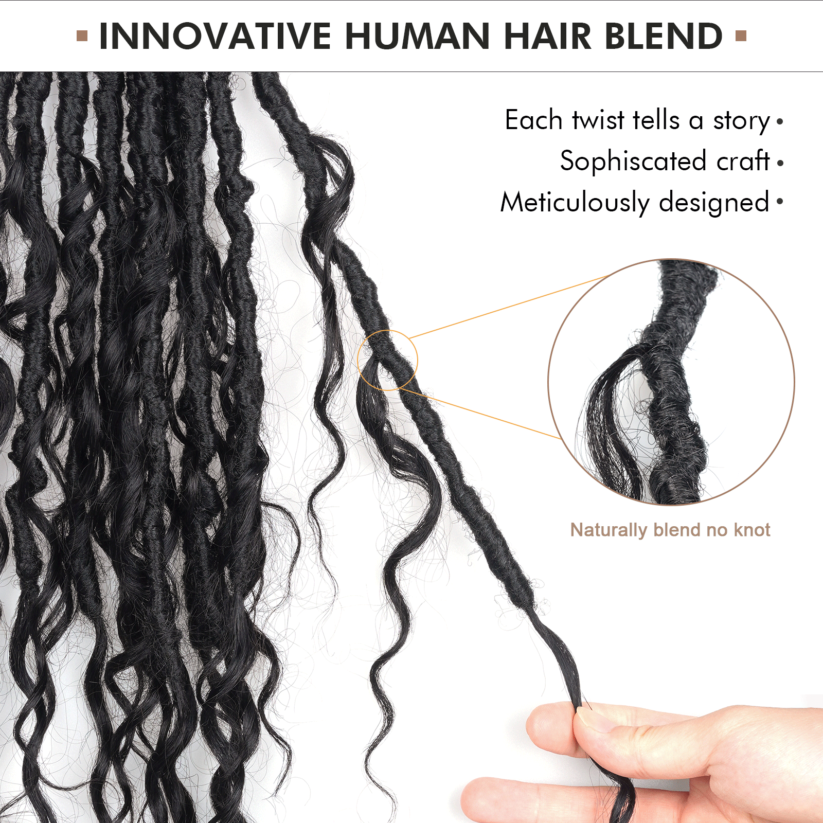 8 Packs Updated PHLOCS | Toyotress Crochet Boho Locs Braiding Hair With Human Hair Curls Pre Looped Goddess Boho Dreadlocks Curly Full Ends Hair Extensions