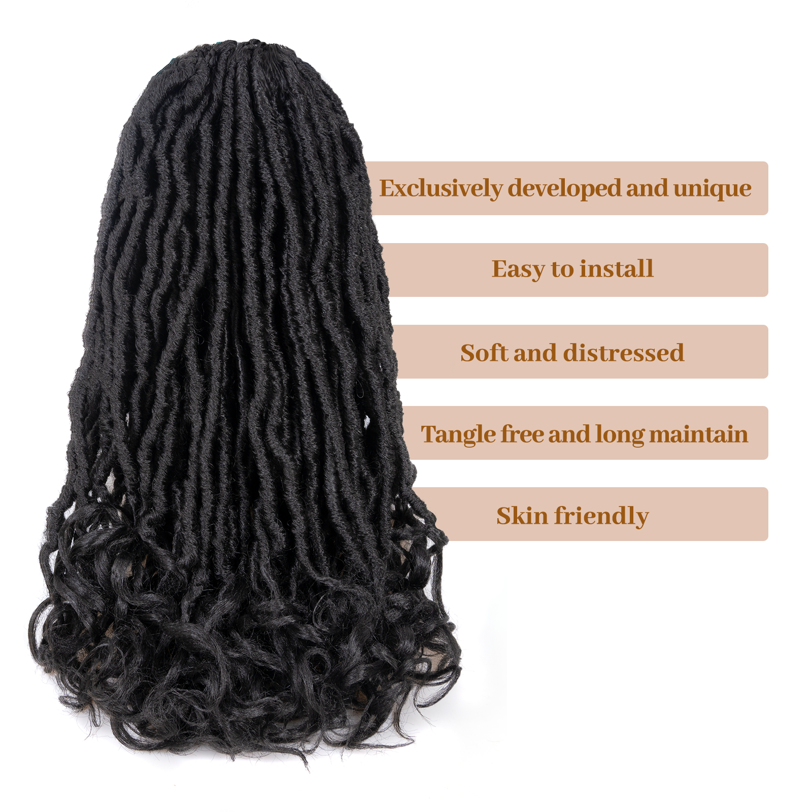 ( US ONLY) FAST SHIPPING FC | Toyotress French Curl Locs Crochet Hair Curly Faux Locs 8 Packs Black Pre-Looped Crochet Hair with Curly ends Crochet Hair with Soft Curly Wave Ends Hair Extensions