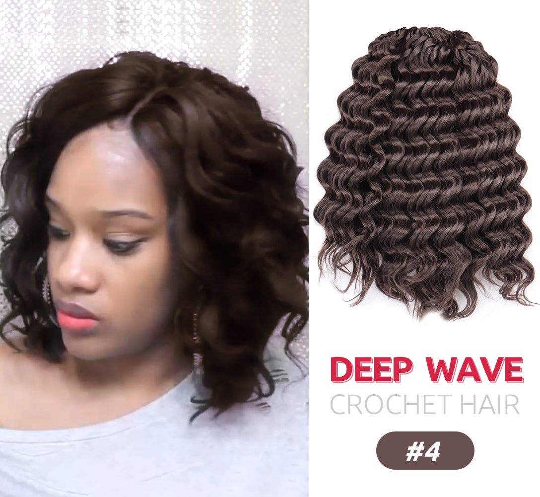 Facebook Group Benefit | Deep Wave Crochet Hair 10-14 Inch 8 Packs | Pre-Looped Wavy Curly Crochet Synthetic Hair