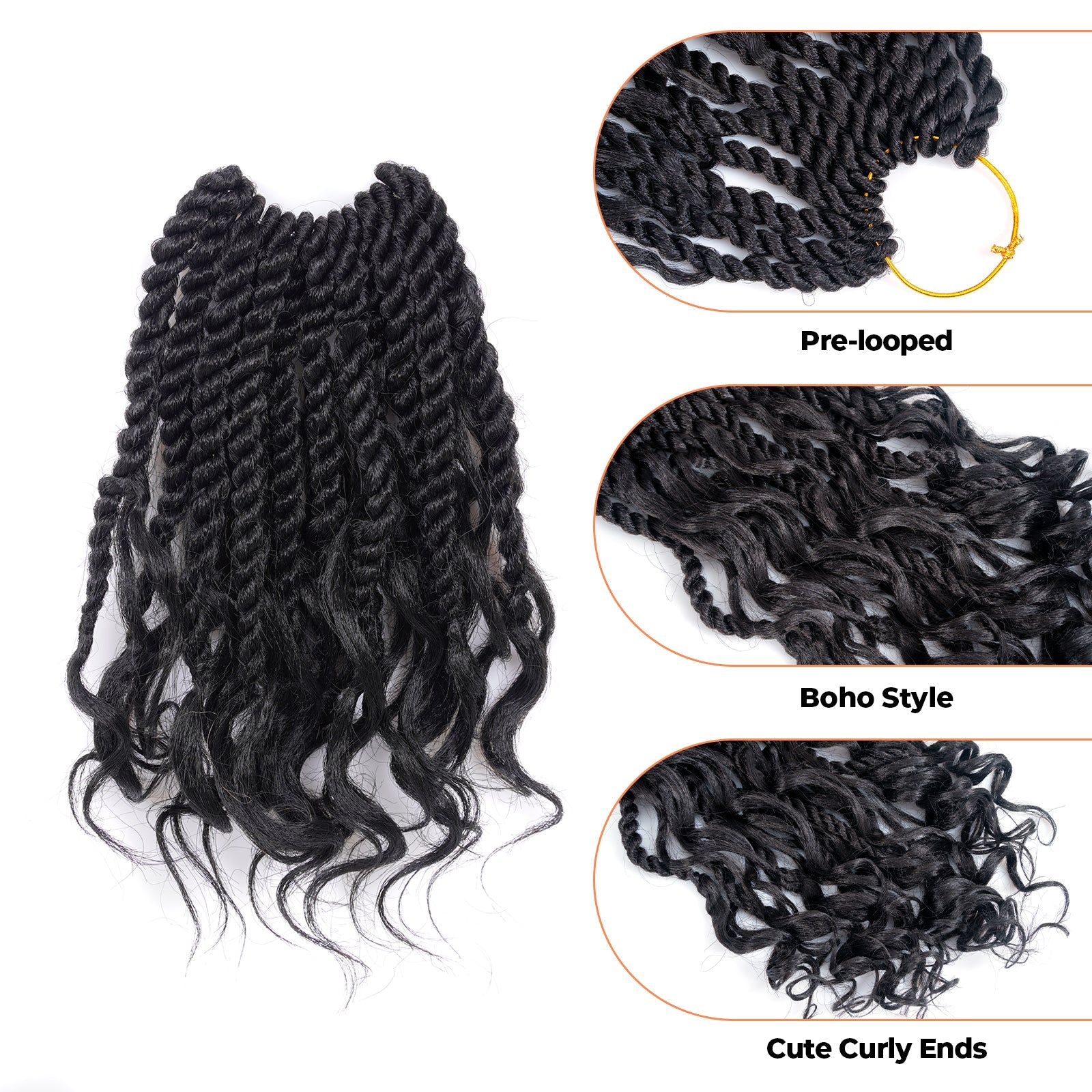 ( US ONLY) FAST SHIPPING ISLAND TWIST | ToyoTress Boho Island Twist Crochet Hair - 8 Packs Short Bob Ombre Brown Boho Havana Twist Crochet Braids Synthetic Braiding Hair