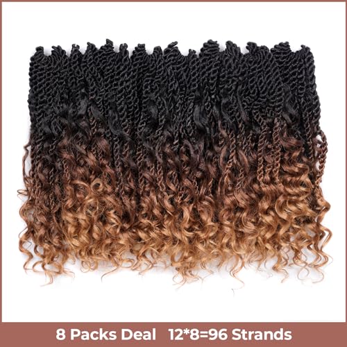 ( US ONLY) FAST SHIPPING ISLAND TWIST | ToyoTress Boho Island Twist Crochet Hair - 8 Packs Short Bob Ombre Brown Boho Havana Twist Crochet Braids Synthetic Braiding Hair