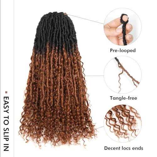 FAST SHIPPING 3-5 DAY Boho Human Hair Locs | Toyotress Boho Human Hair Locs - 8 Packs Pre-Looped Crochet Locs With Human Hair Curls, Ombre Brown Human Hair Locs With Curly Ends Braiding Hair Extensions