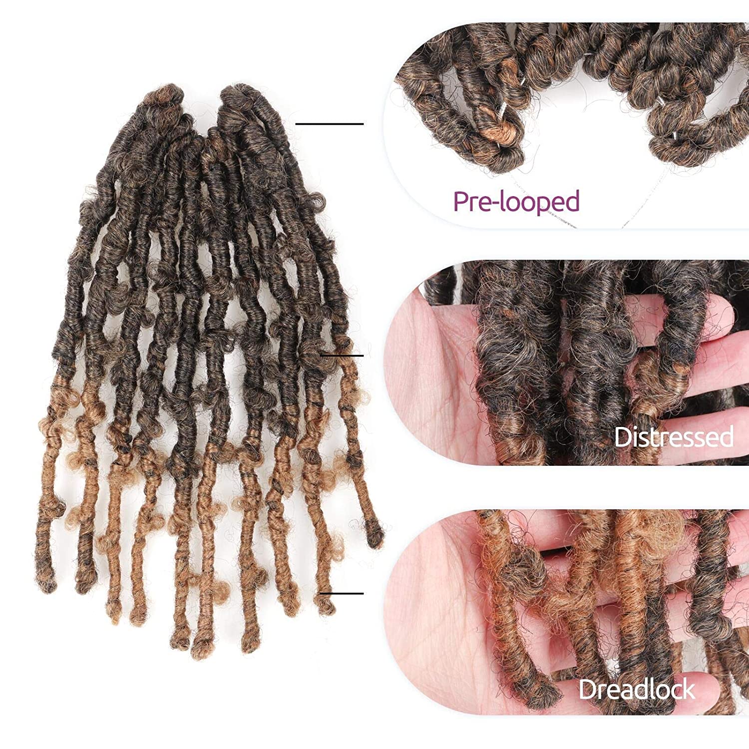 Butterfly Locs 12 Inches Pre-twisted Distressed Synthetic Crochet Hair - Toyotress