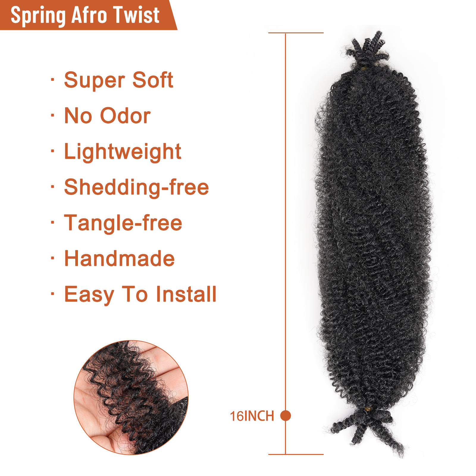 Facebook Group Benefit | Springy Afro Twist Hair 10-24 Inch 6 Packs | Pre-sectioned Afro Kinky Marley Twist Braiding Hair