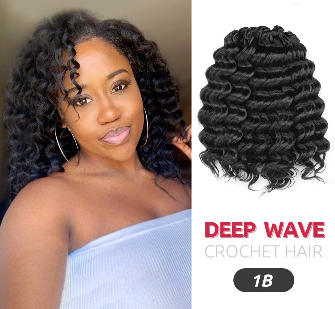 Facebook Group Benefit | Deep Wave Crochet Hair 10-14 Inch 8 Packs | Pre-Looped Wavy Curly Crochet Synthetic Hair