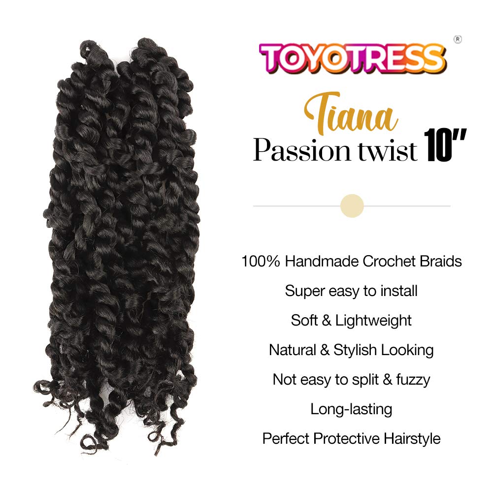 Tiana Passion Twist Hair Pre-Twisted Pre-Looped Passion Twists Crochet Braids Made Of Bohemian Hair Synthetic Braiding Hair Extension - Toyotress