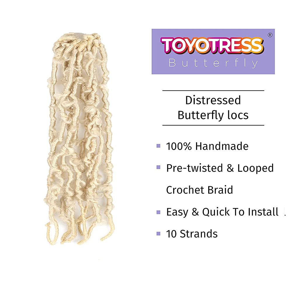 ( US ONLY) FAST SHIPPING DBL | Toyotress Butterfly Locs Crochet Hair Pre-twisted Distressed Crochet Braids, Faux Locs Pre-looped Synthetic Braiding Hair Extensions