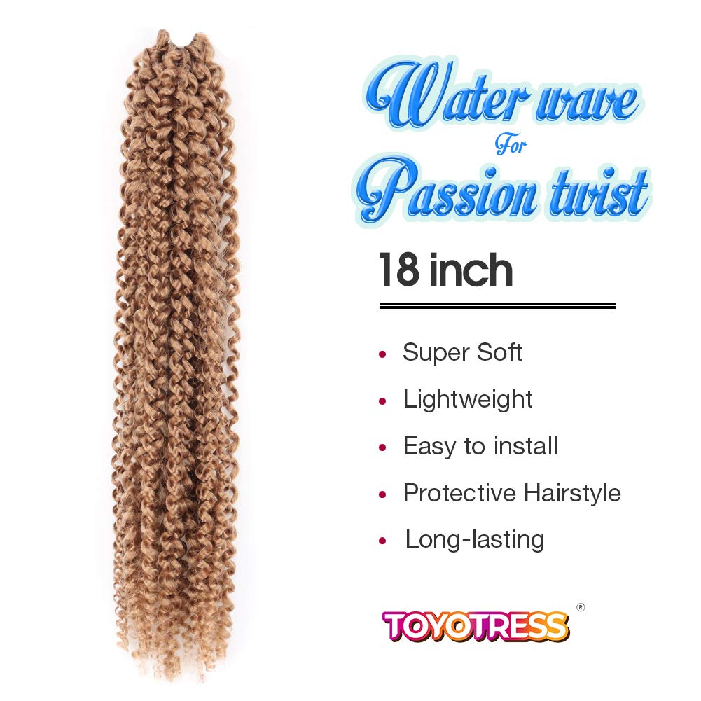 Facebook Group Benefit | TOYOTRESS Water Wave Passion Twist Hair 6/7 Packs - Ombre Orange Water Wave Crochet Braids Synthetic Braiding Hair Extensions