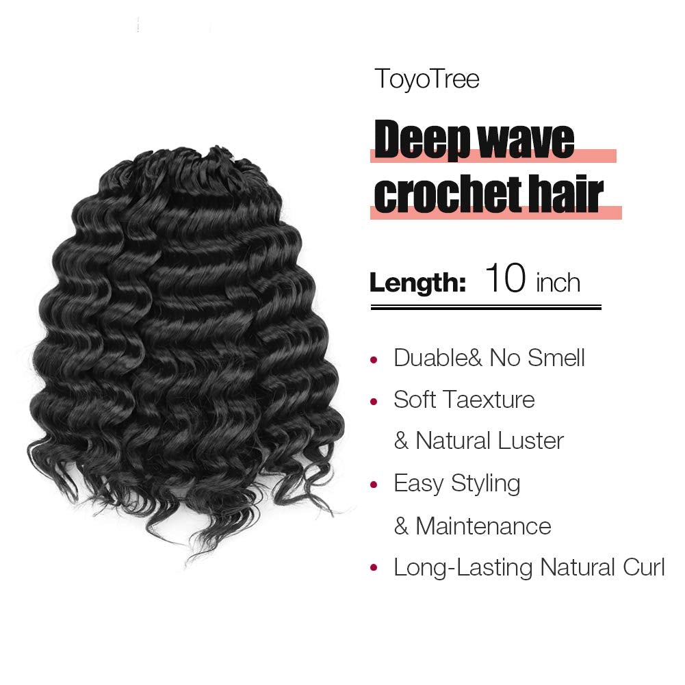 Facebook Group Benefit | Deep Wave Crochet Hair 10-14 Inch 8 Packs | Pre-Looped Wavy Curly Crochet Synthetic Hair