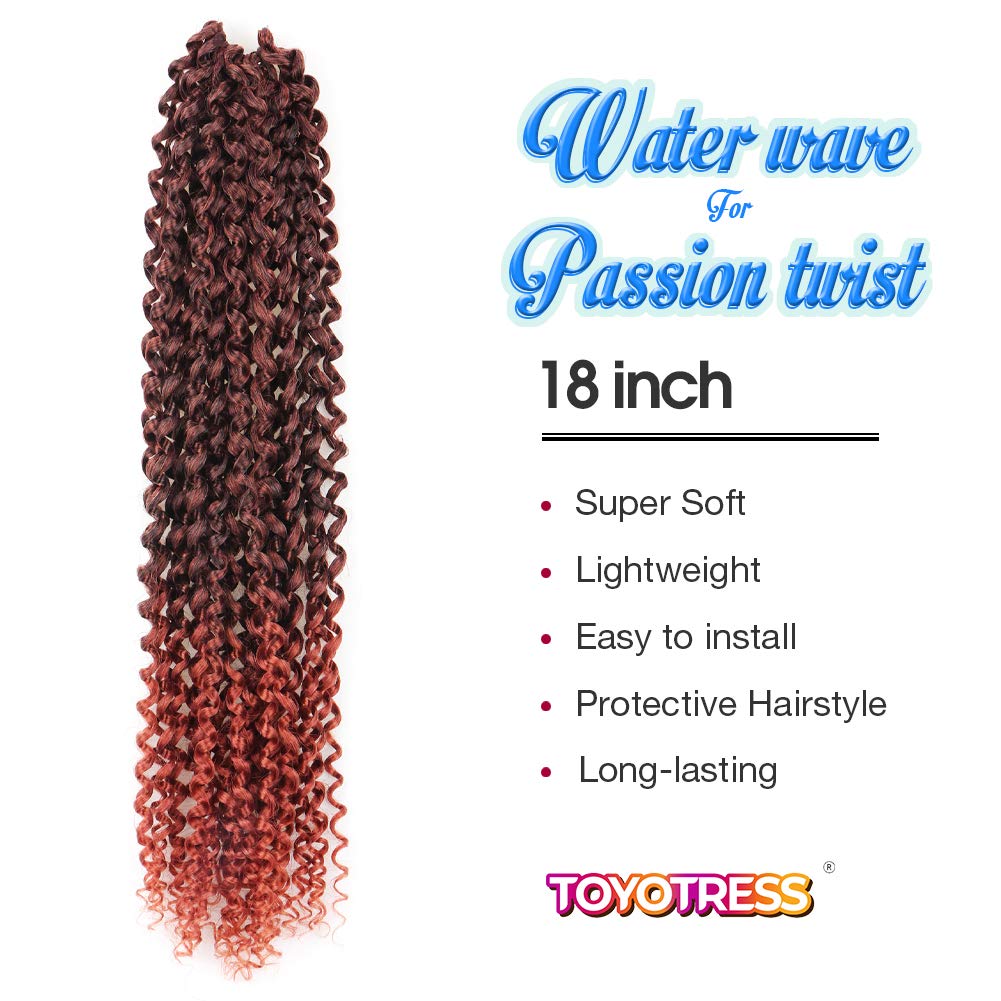 Facebook Group Benefit | TOYOTRESS Water Wave Passion Twist Hair 6/7 Packs - Ombre Orange Water Wave Crochet Braids Synthetic Braiding Hair Extensions