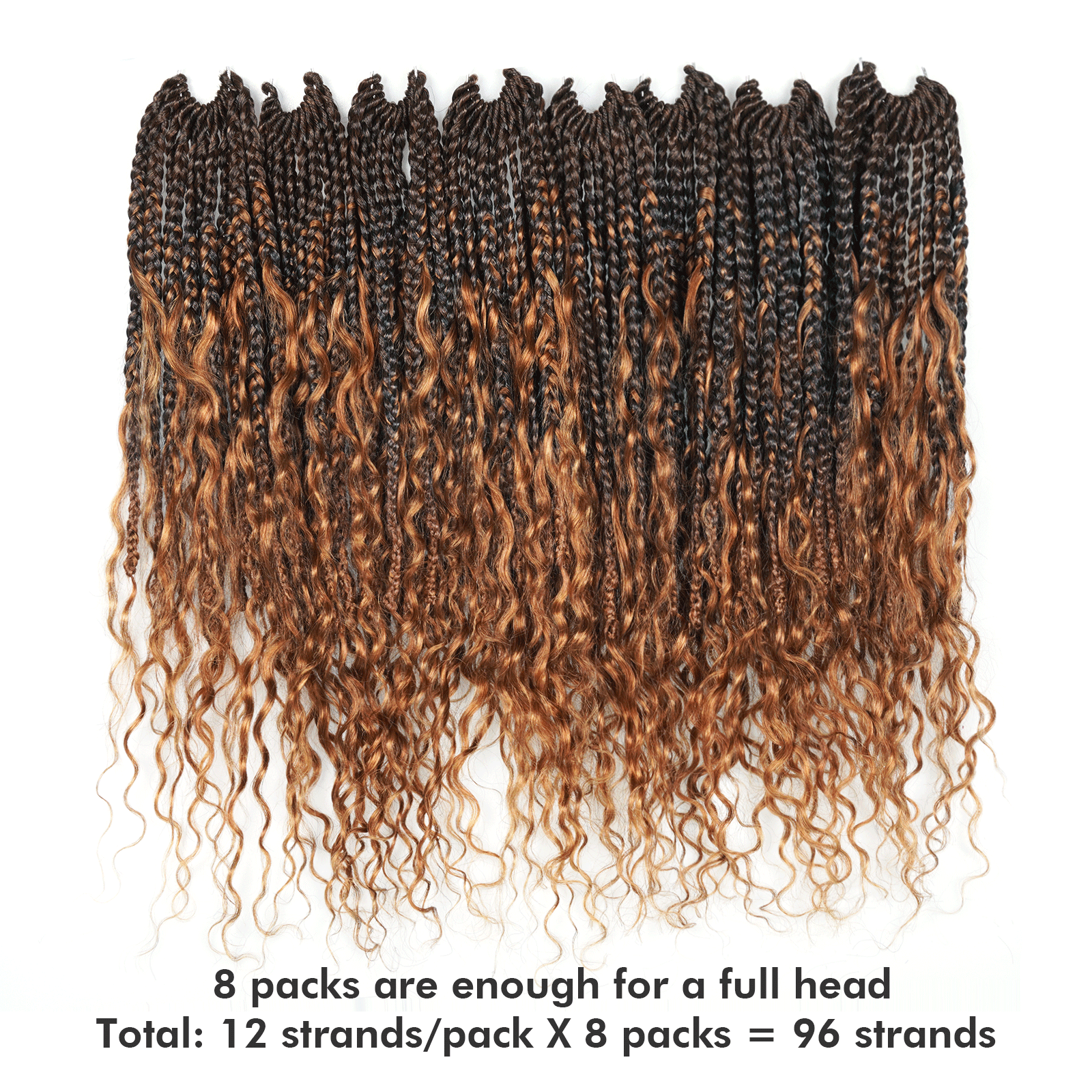 Toyotress Crochet Boho Box Braids with Human Hair Curls 8 Packs, Women's Pre-looped Goddess Braiding Hair for Daily Usage - Protective Hairstyle for Special Occasion Summer Vacation