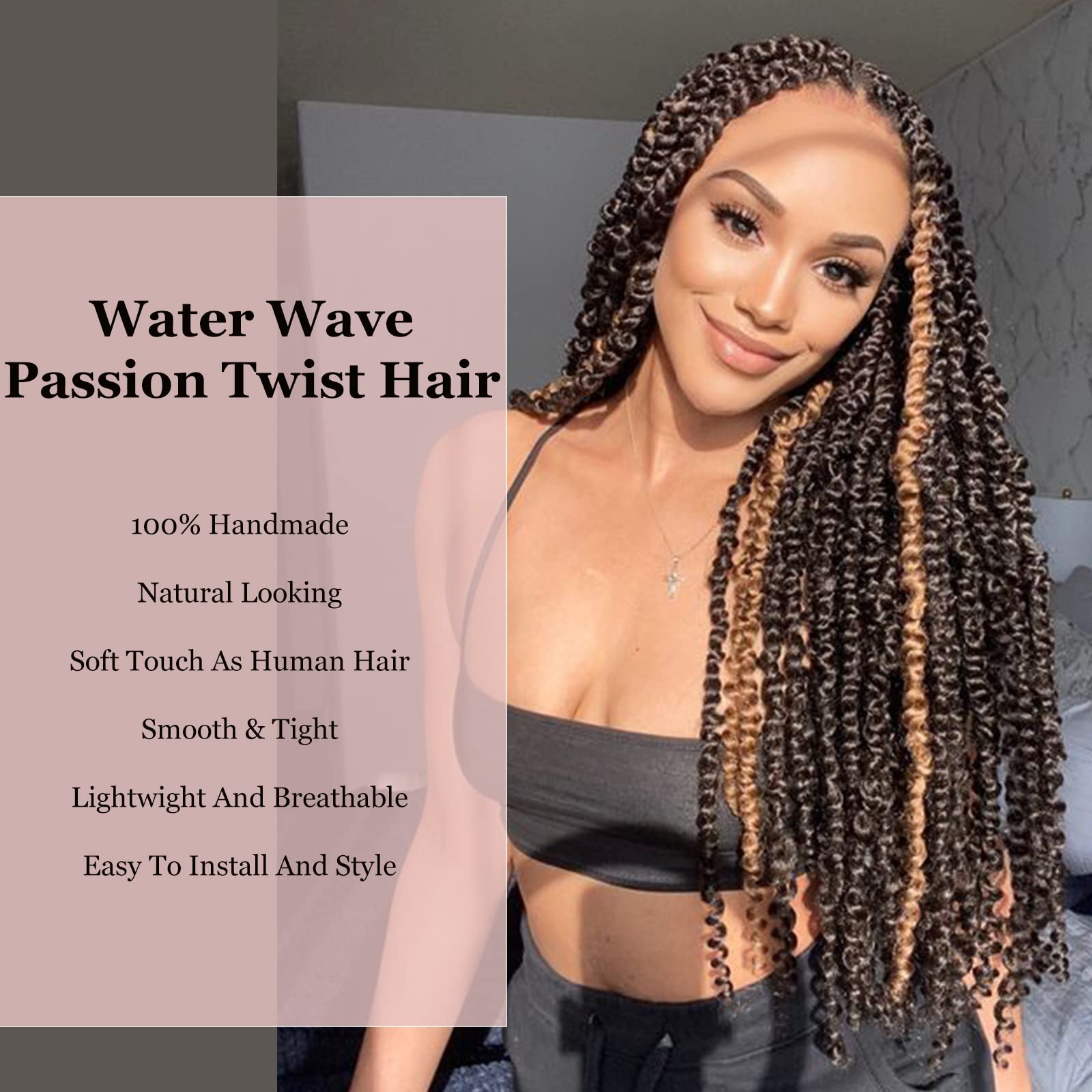 Facebook Group Benefit | TOYOTRESS Water Wave Passion Twist Hair 6/7 Packs - Ombre Orange Water Wave Crochet Braids Synthetic Braiding Hair Extensions