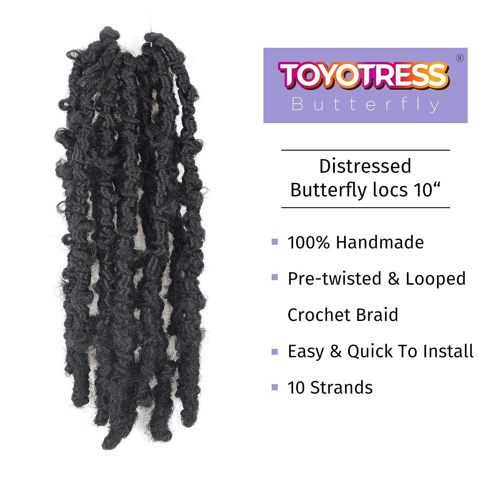 Butterfly Locs 12 Inches Pre-twisted Distressed Synthetic Crochet Hair - Toyotress