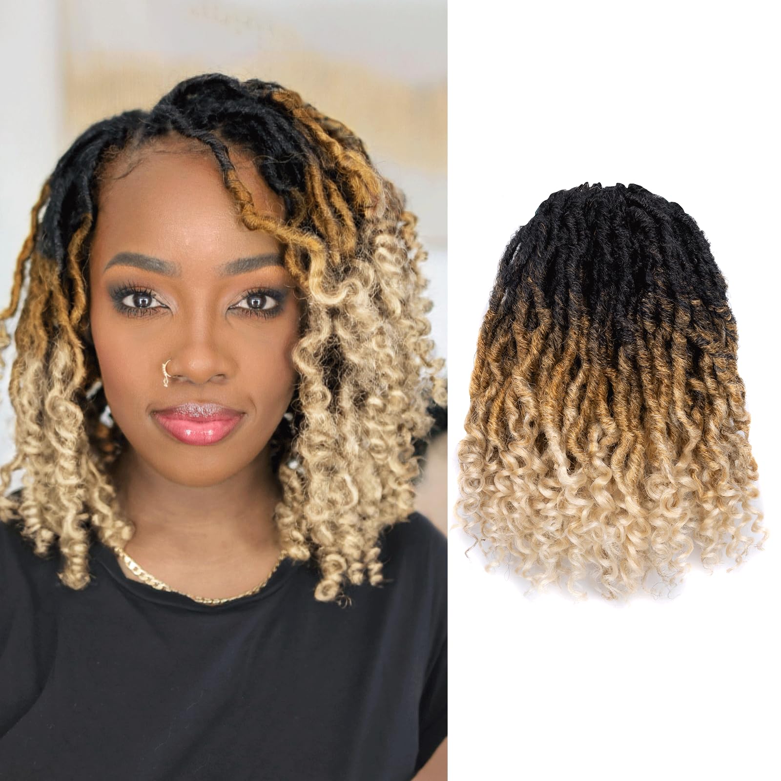 ( US ONLY) FAST SHIPPING PL | Toyotress Passion Faux Locs Crochet Hair Natural Faux Locs Crochet Hair Curly Ends, Short Bob Curly Locs Braids Pre-Looped Synthetic Braiding Hair Extensions