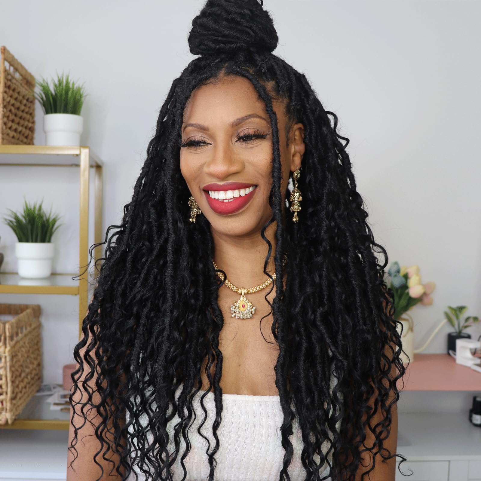 FAST SHIPPING 3-5 DAY Boho Human Hair Locs | Toyotress Boho Human Hair Locs - 8 Packs Pre-Looped Crochet Locs With Human Hair Curls, Ombre Brown Human Hair Locs With Curly Ends Braiding Hair Extensions