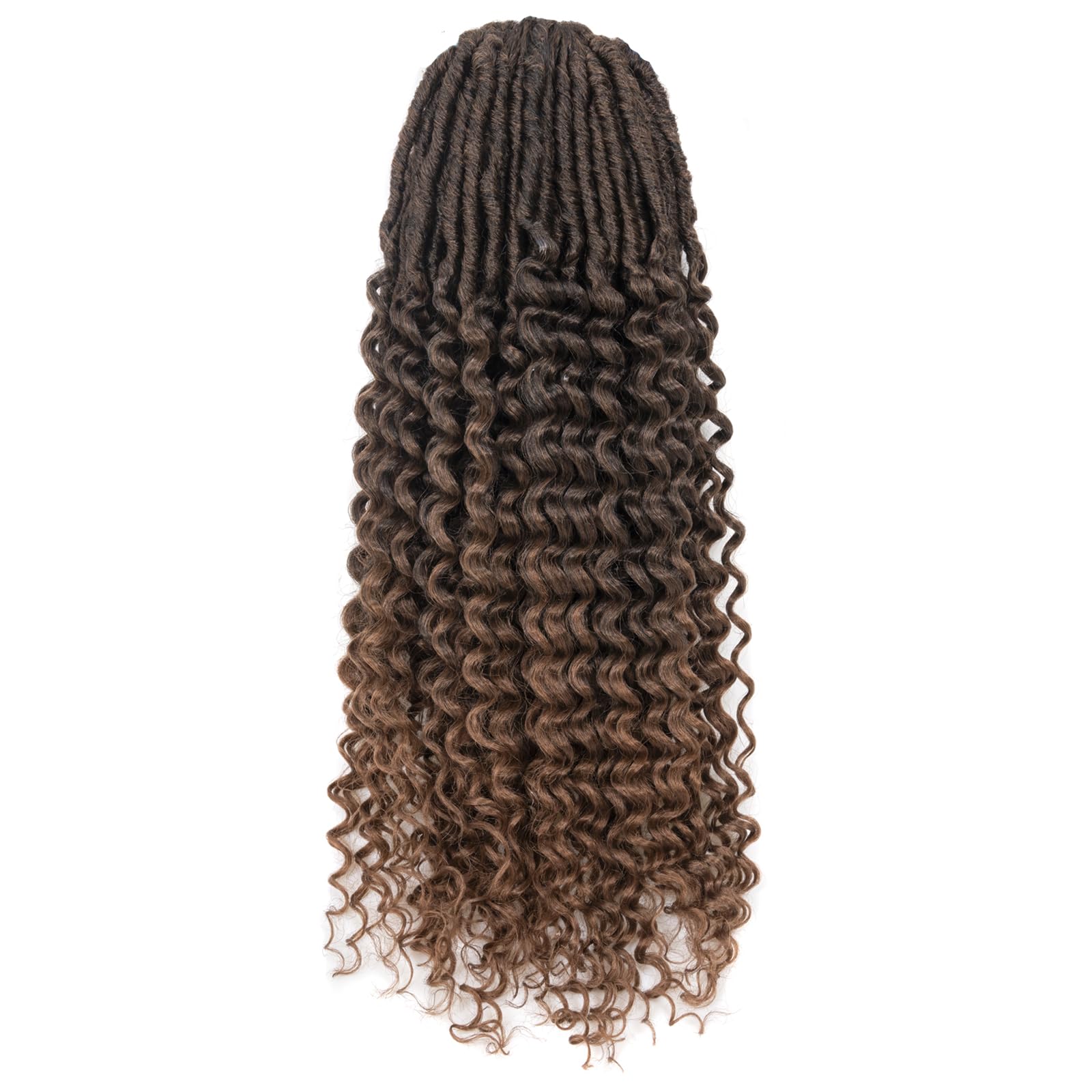 ( US ONLY) FAST SHIPPING DTL | Toyotress Deep Wave Locs Crochet Hair - Curly Faux Locs Crochet Hair, Ombre Brown Ocean Wave Locs Pre-Looped Short Soft Locs Braiding Hair