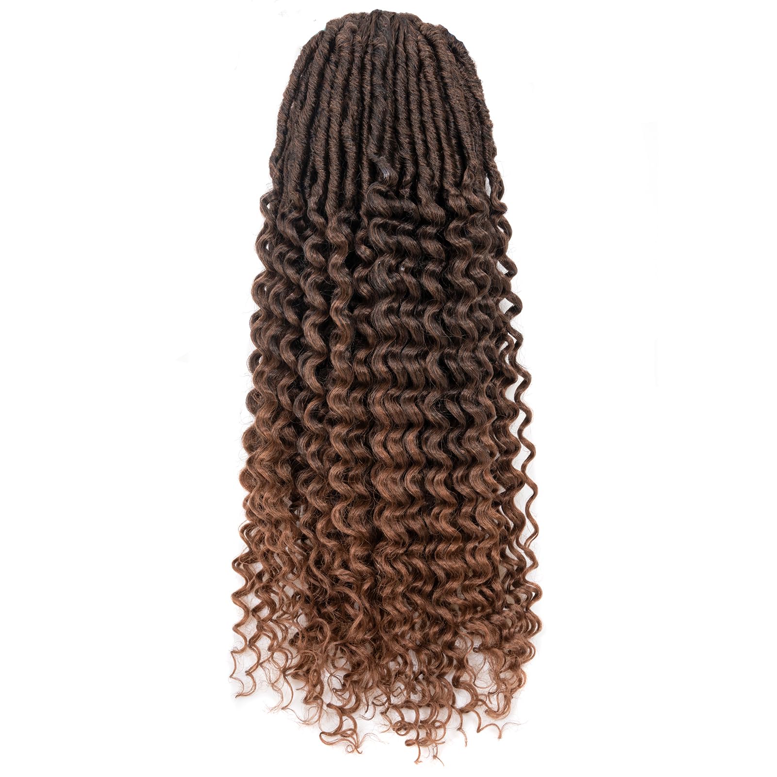 ( US ONLY) FAST SHIPPING DTL | Toyotress Deep Wave Locs Crochet Hair - Curly Faux Locs Crochet Hair, Ombre Brown Ocean Wave Locs Pre-Looped Short Soft Locs Braiding Hair