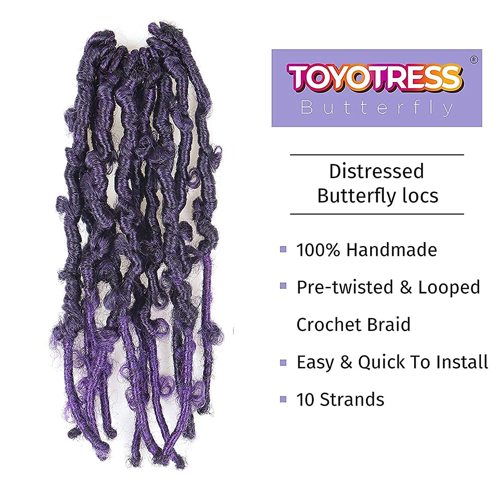 ( US ONLY) FAST SHIPPING DBL | Toyotress Butterfly Locs Crochet Hair Pre-twisted Distressed Crochet Braids, Faux Locs Pre-looped Synthetic Braiding Hair Extensions