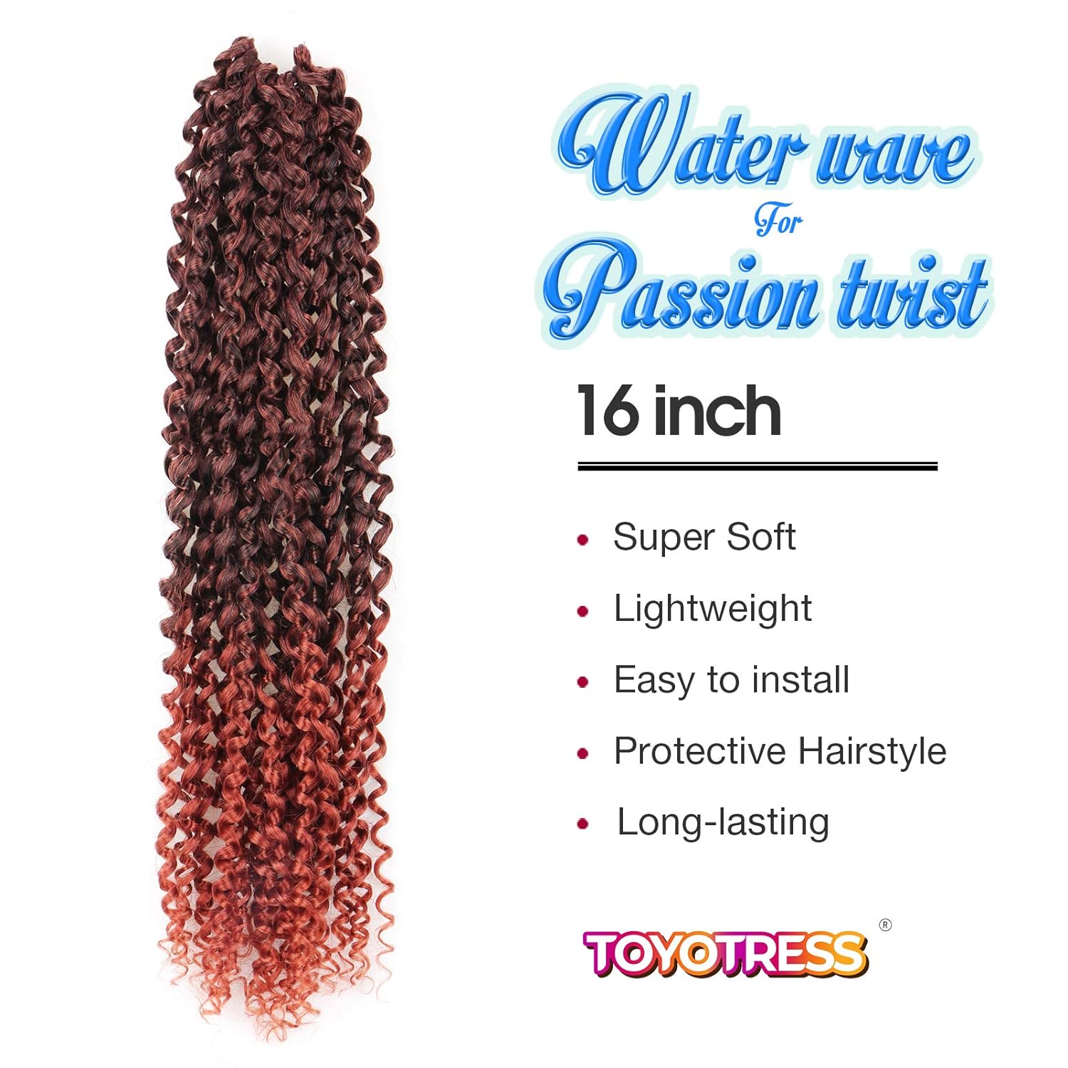 Facebook Group Benefit | TOYOTRESS Water Wave Passion Twist Hair 6/7 Packs - Ombre Orange Water Wave Crochet Braids Synthetic Braiding Hair Extensions