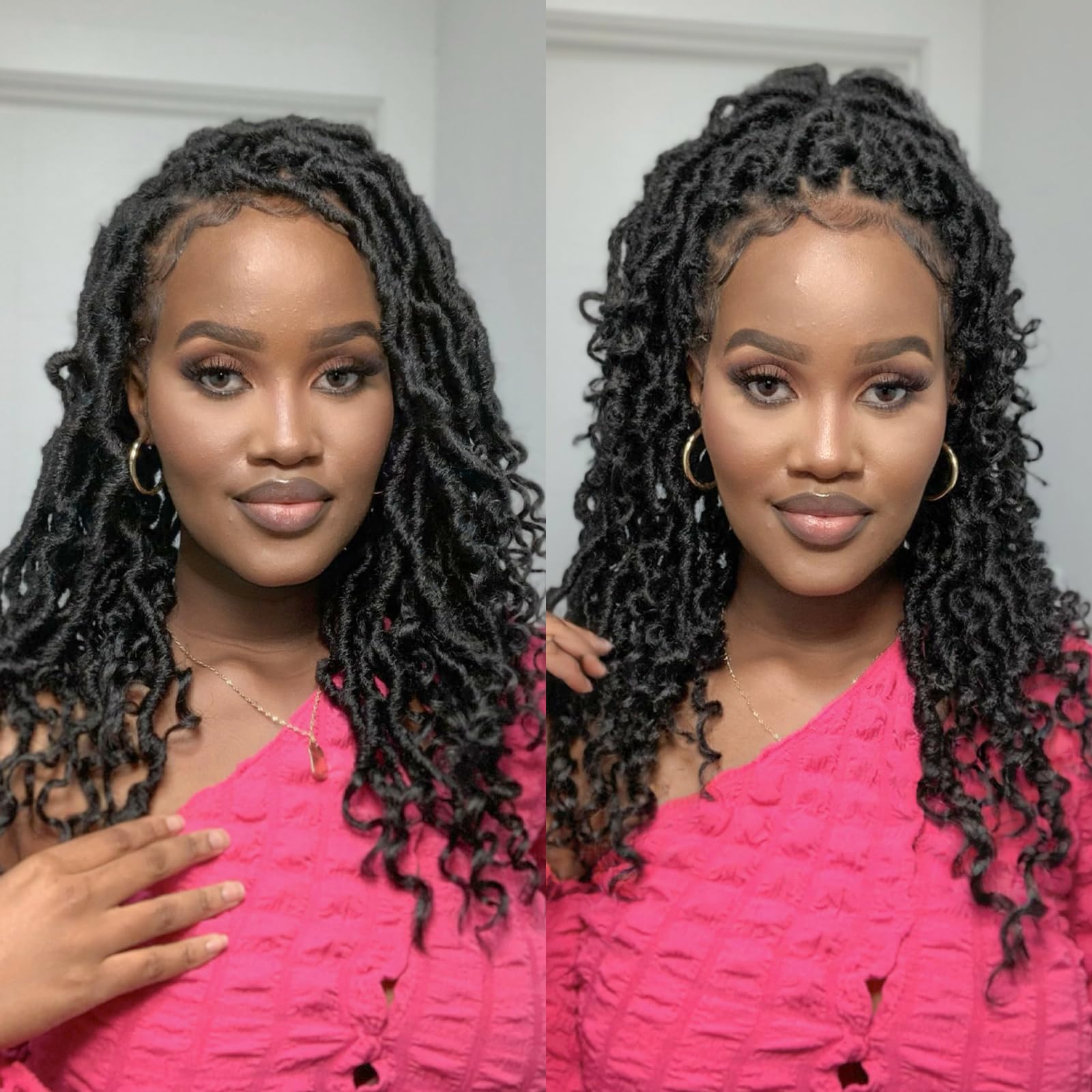 ( US ONLY) FAST SHIPPING DTL | Toyotress Deep Wave Locs Crochet Hair - Curly Faux Locs Crochet Hair, Ombre Brown Ocean Wave Locs Pre-Looped Short Soft Locs Braiding Hair