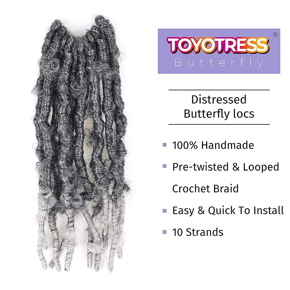 ( US ONLY) FAST SHIPPING DBL | Toyotress Butterfly Locs Crochet Hair Pre-twisted Distressed Crochet Braids, Faux Locs Pre-looped Synthetic Braiding Hair Extensions