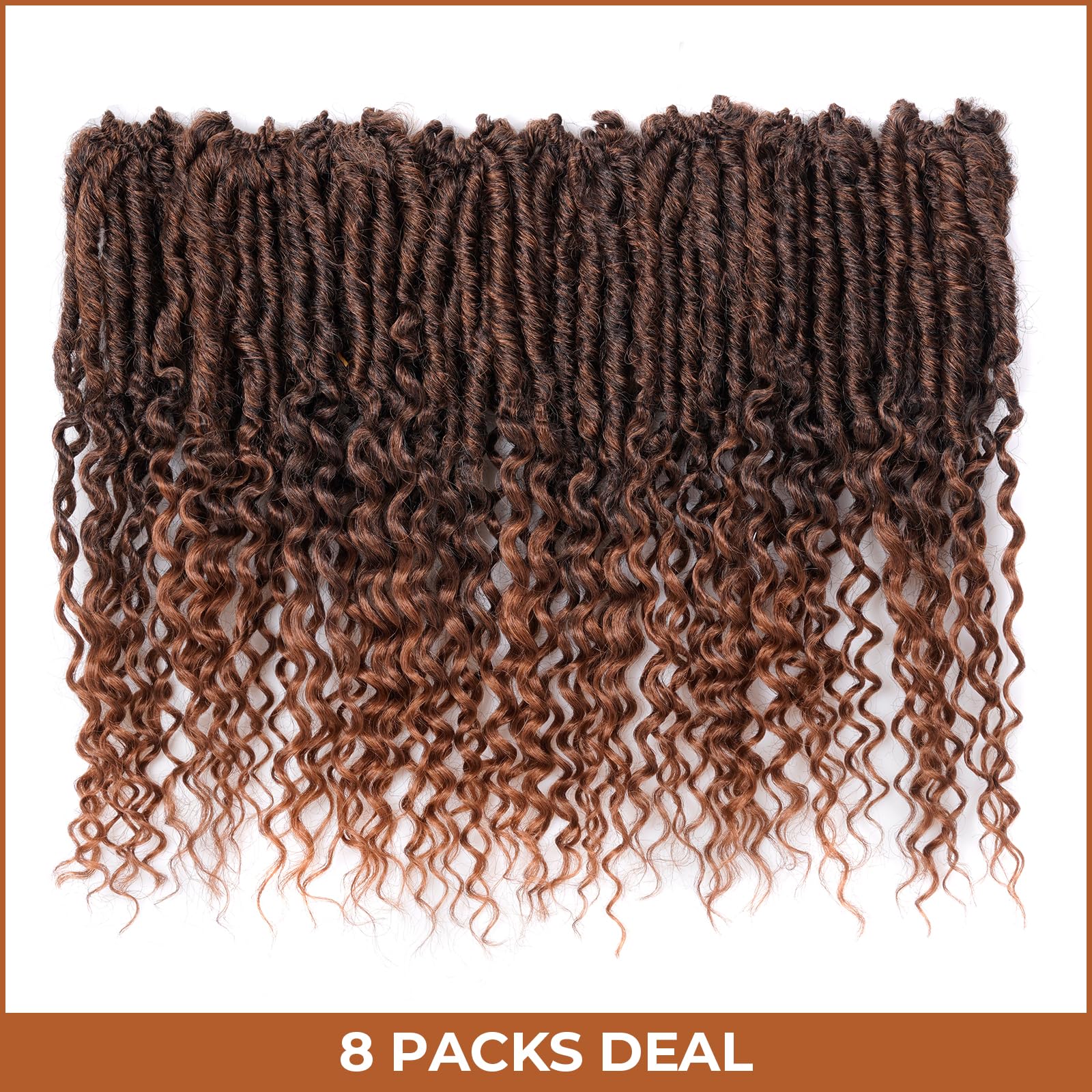 ( US ONLY) FAST SHIPPING DTL | Toyotress Deep Wave Locs Crochet Hair - Curly Faux Locs Crochet Hair, Ombre Brown Ocean Wave Locs Pre-Looped Short Soft Locs Braiding Hair