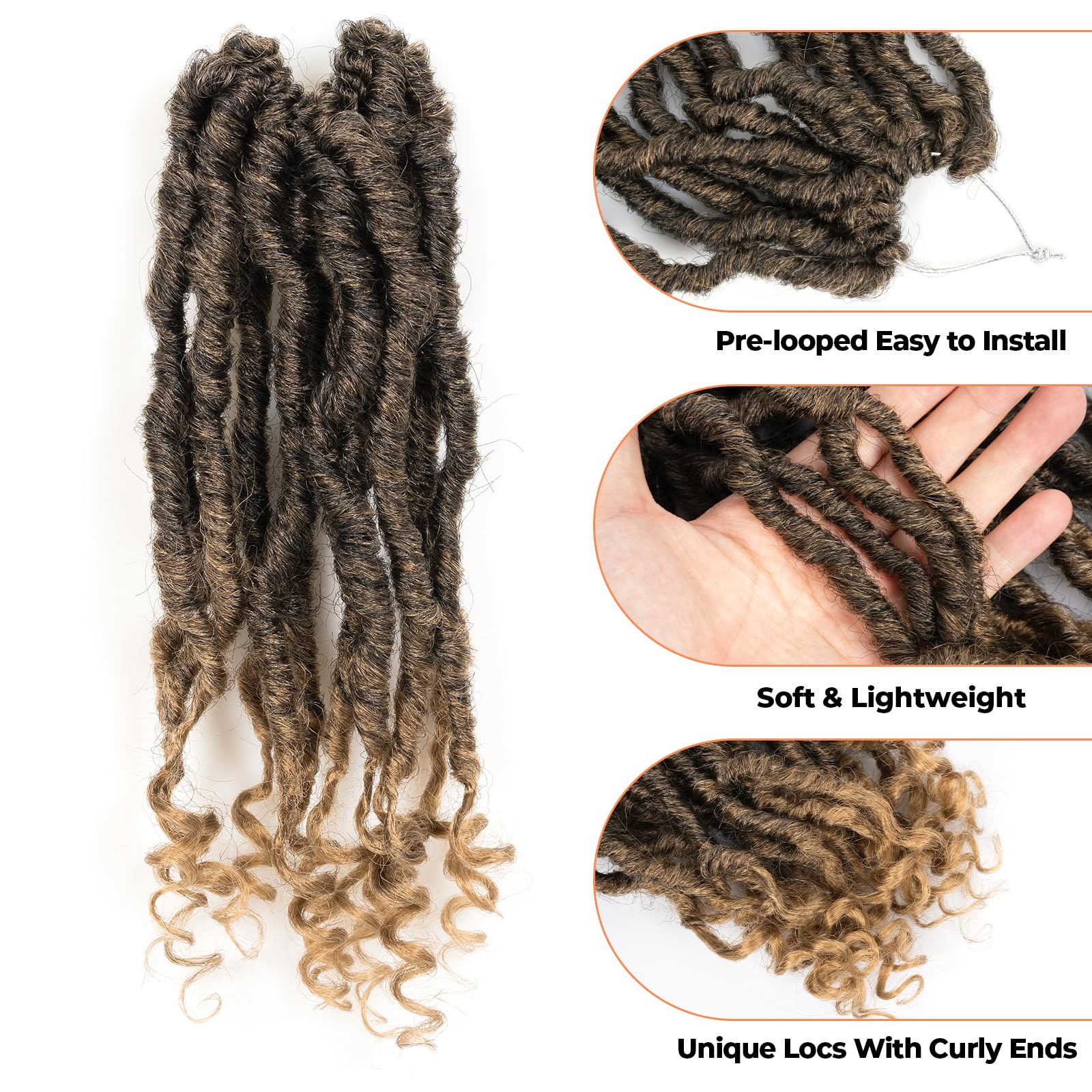 ( US ONLY) FAST SHIPPING PL | Toyotress Passion Faux Locs Crochet Hair Natural Faux Locs Crochet Hair Curly Ends, Short Bob Curly Locs Braids Pre-Looped Synthetic Braiding Hair Extensions