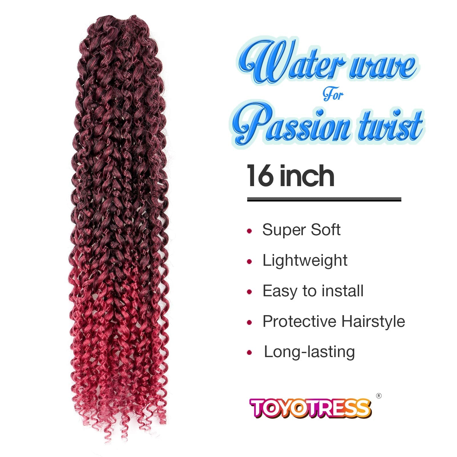 Facebook Group Benefit | TOYOTRESS Water Wave Passion Twist Hair 6/7 Packs - Ombre Orange Water Wave Crochet Braids Synthetic Braiding Hair Extensions