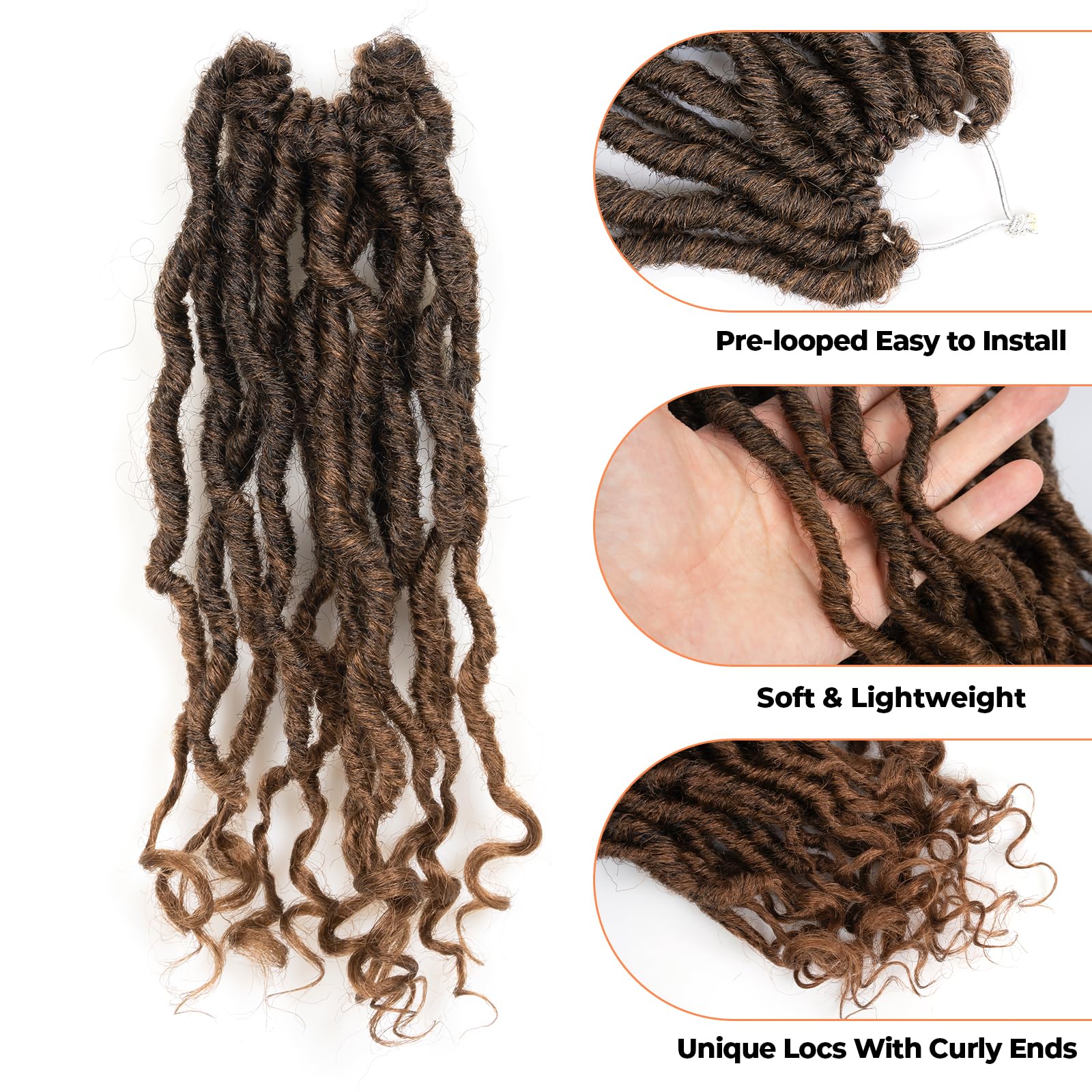 ( US ONLY) FAST SHIPPING PL | Toyotress Passion Faux Locs Crochet Hair Natural Faux Locs Crochet Hair Curly Ends, Short Bob Curly Locs Braids Pre-Looped Synthetic Braiding Hair Extensions