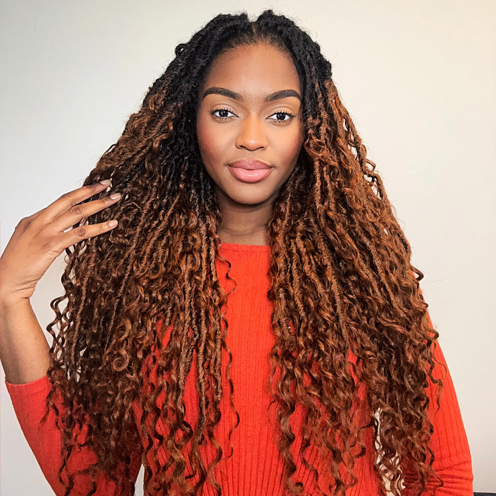 FAST SHIPPING 3-5 DAY Boho Human Hair Locs | Toyotress Boho Human Hair Locs - 8 Packs Pre-Looped Crochet Locs With Human Hair Curls, Ombre Brown Human Hair Locs With Curly Ends Braiding Hair Extensions