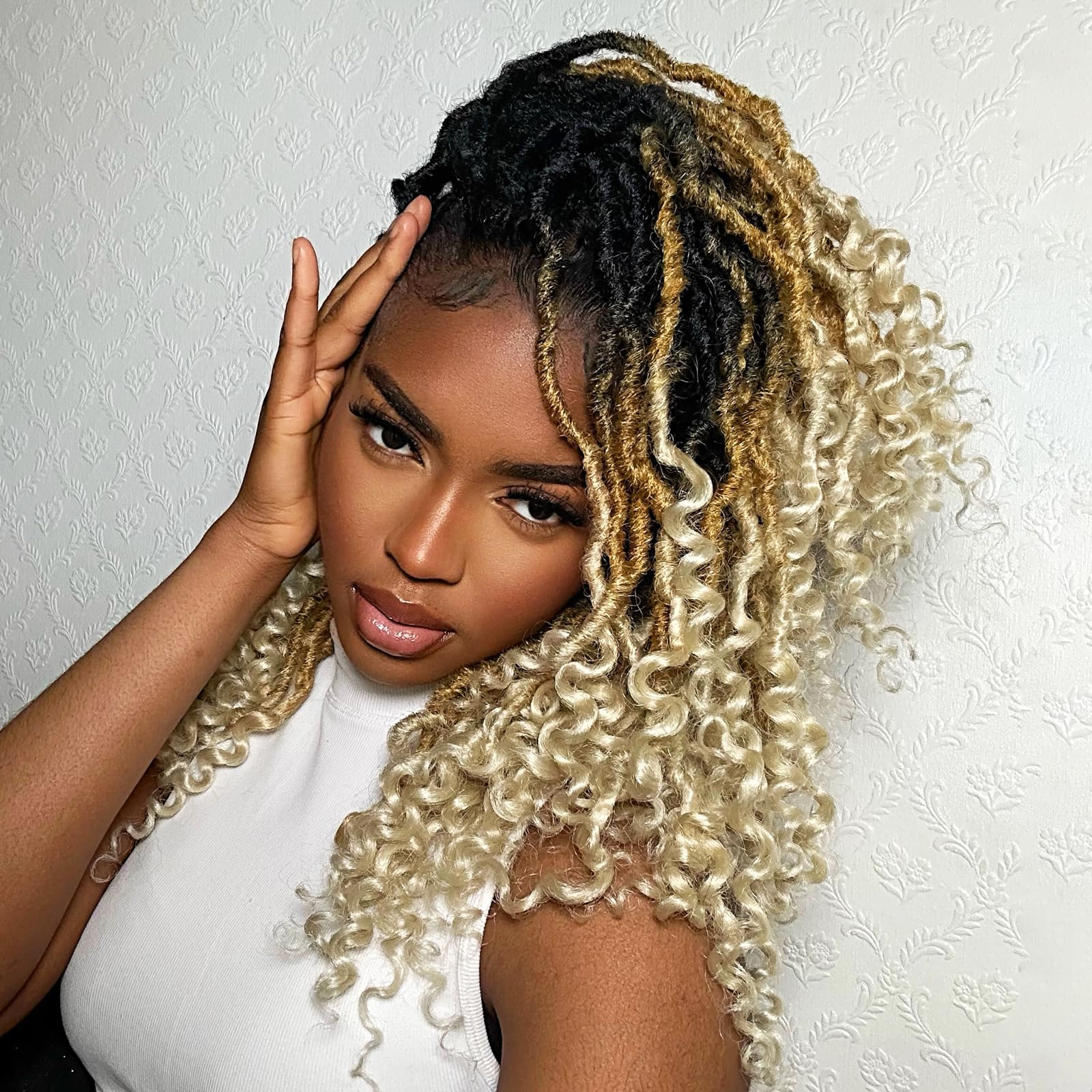 ( US ONLY) FAST SHIPPING PL | Toyotress Passion Faux Locs Crochet Hair Natural Faux Locs Crochet Hair Curly Ends, Short Bob Curly Locs Braids Pre-Looped Synthetic Braiding Hair Extensions