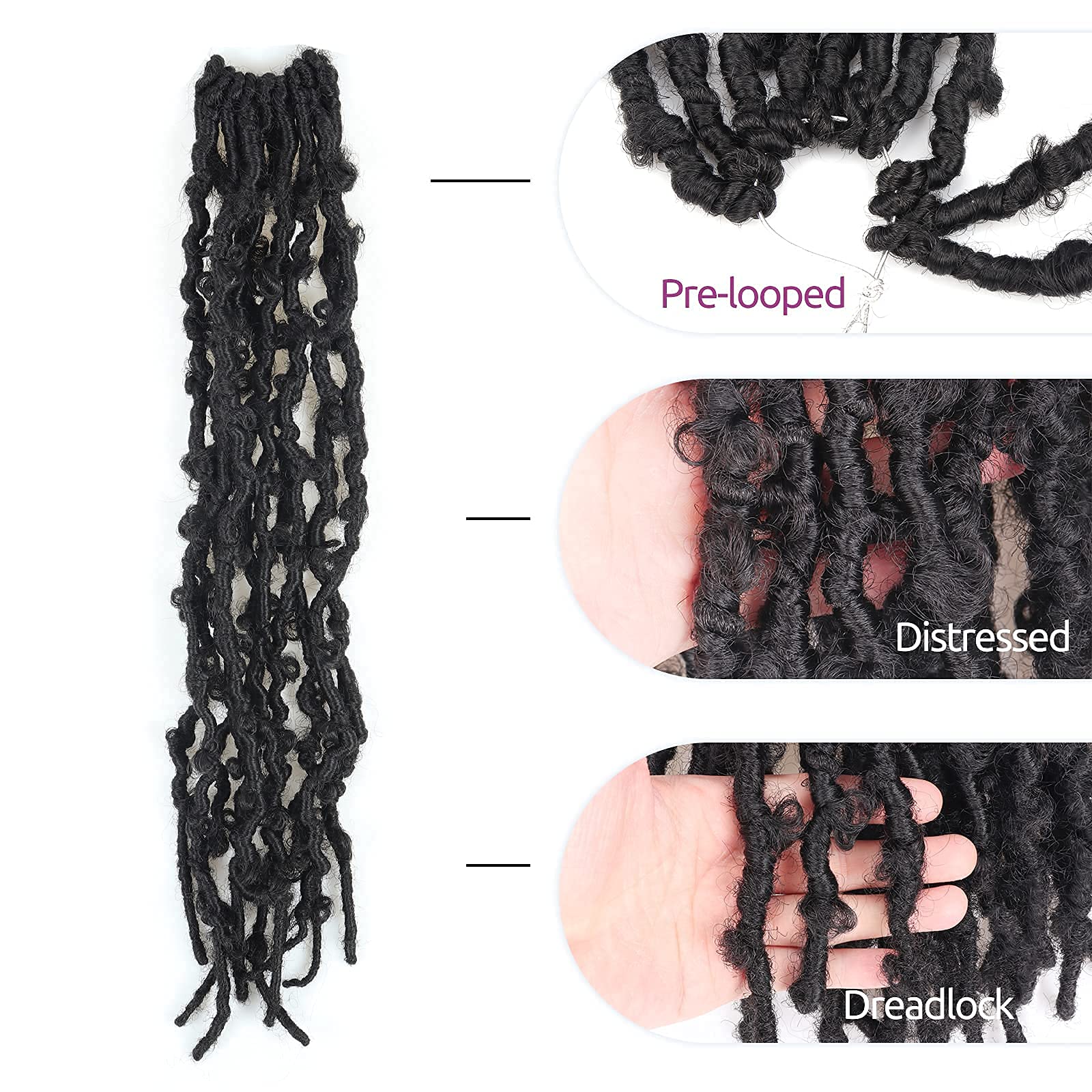 ( US ONLY) FAST SHIPPING DBL | Toyotress Butterfly Locs Crochet Hair Pre-twisted Distressed Crochet Braids, Faux Locs Pre-looped Synthetic Braiding Hair Extensions