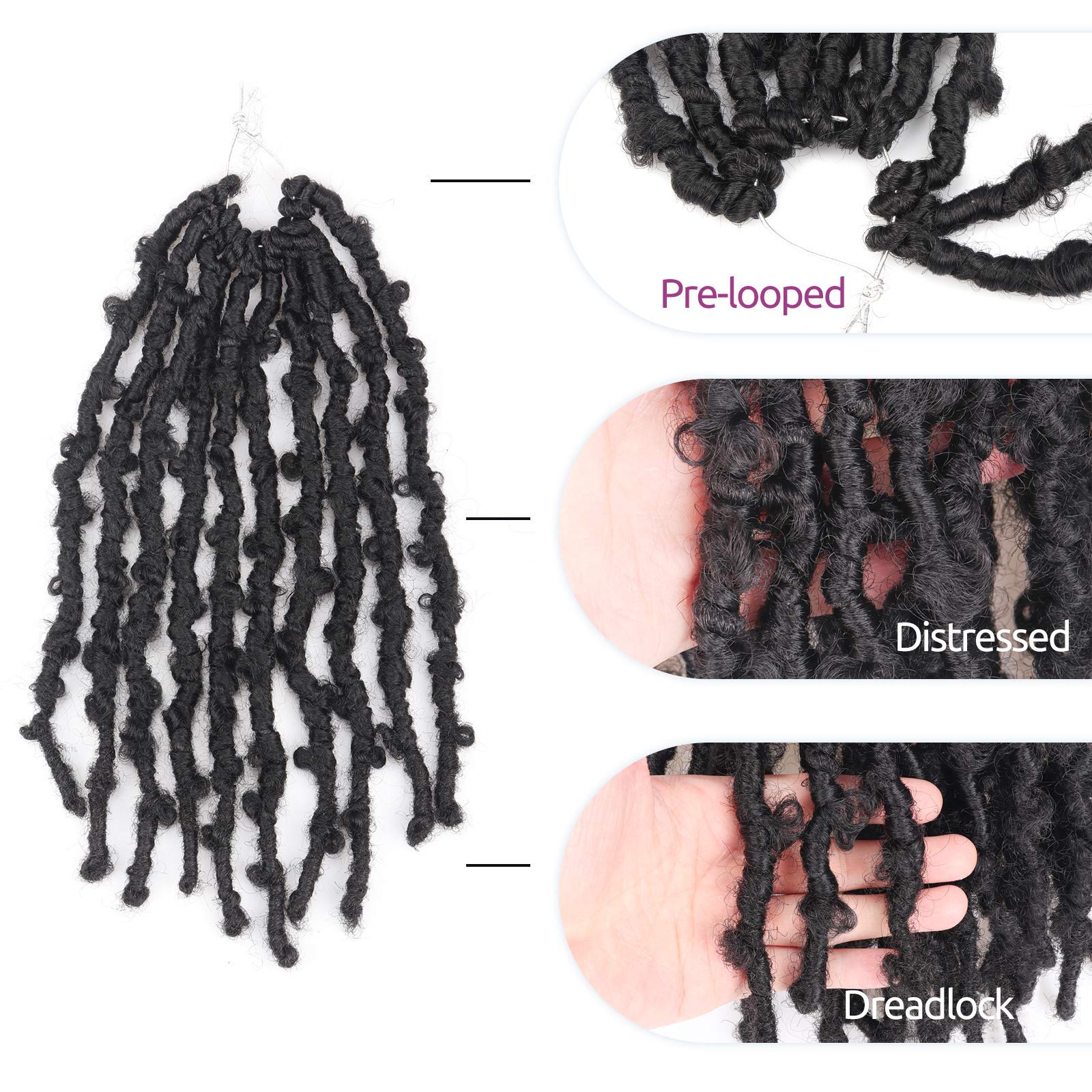 ( US ONLY) FAST SHIPPING DBL | Toyotress Butterfly Locs Crochet Hair Pre-twisted Distressed Crochet Braids, Faux Locs Pre-looped Synthetic Braiding Hair Extensions