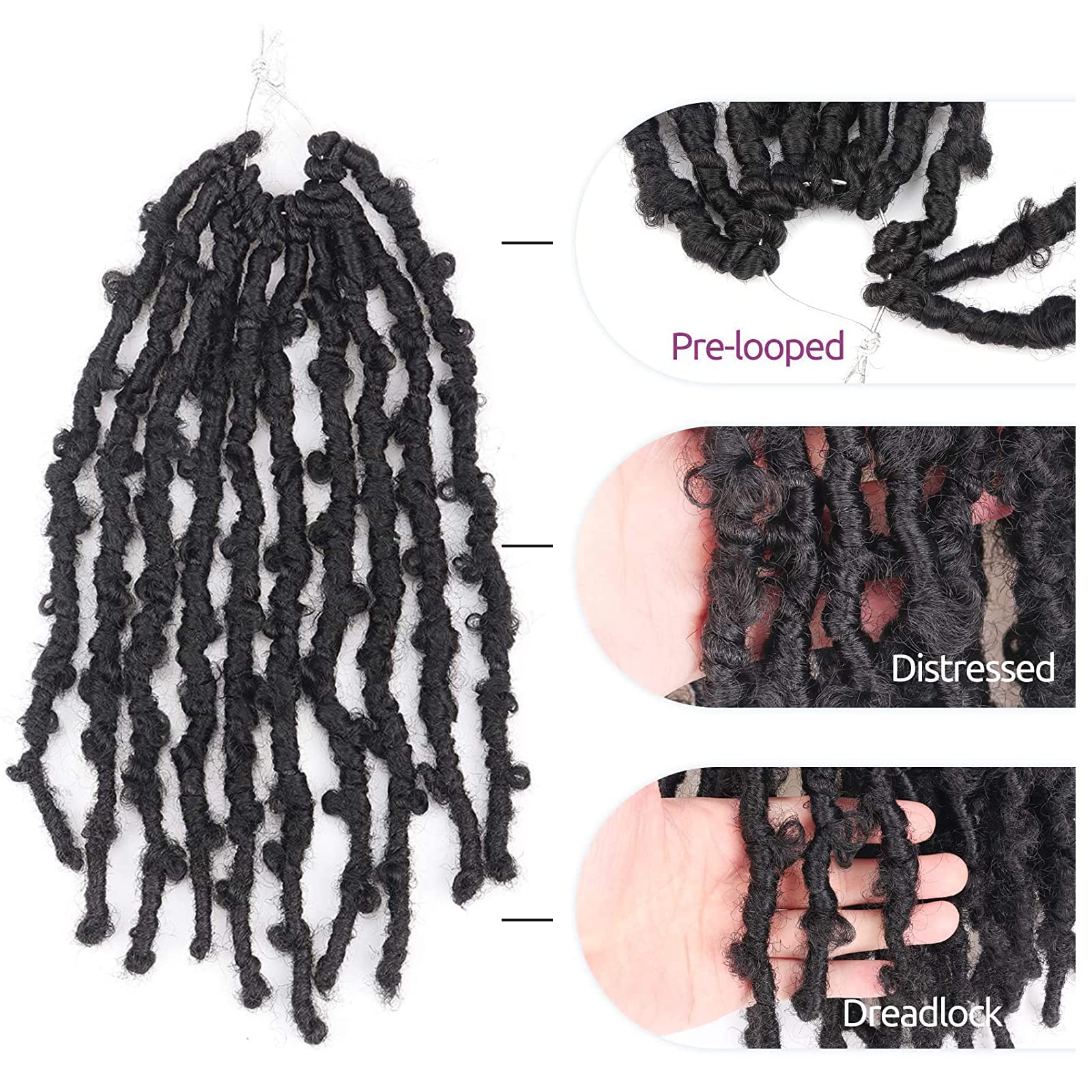 ( US ONLY) FAST SHIPPING DBL | Toyotress Butterfly Locs Crochet Hair Pre-twisted Distressed Crochet Braids, Faux Locs Pre-looped Synthetic Braiding Hair Extensions