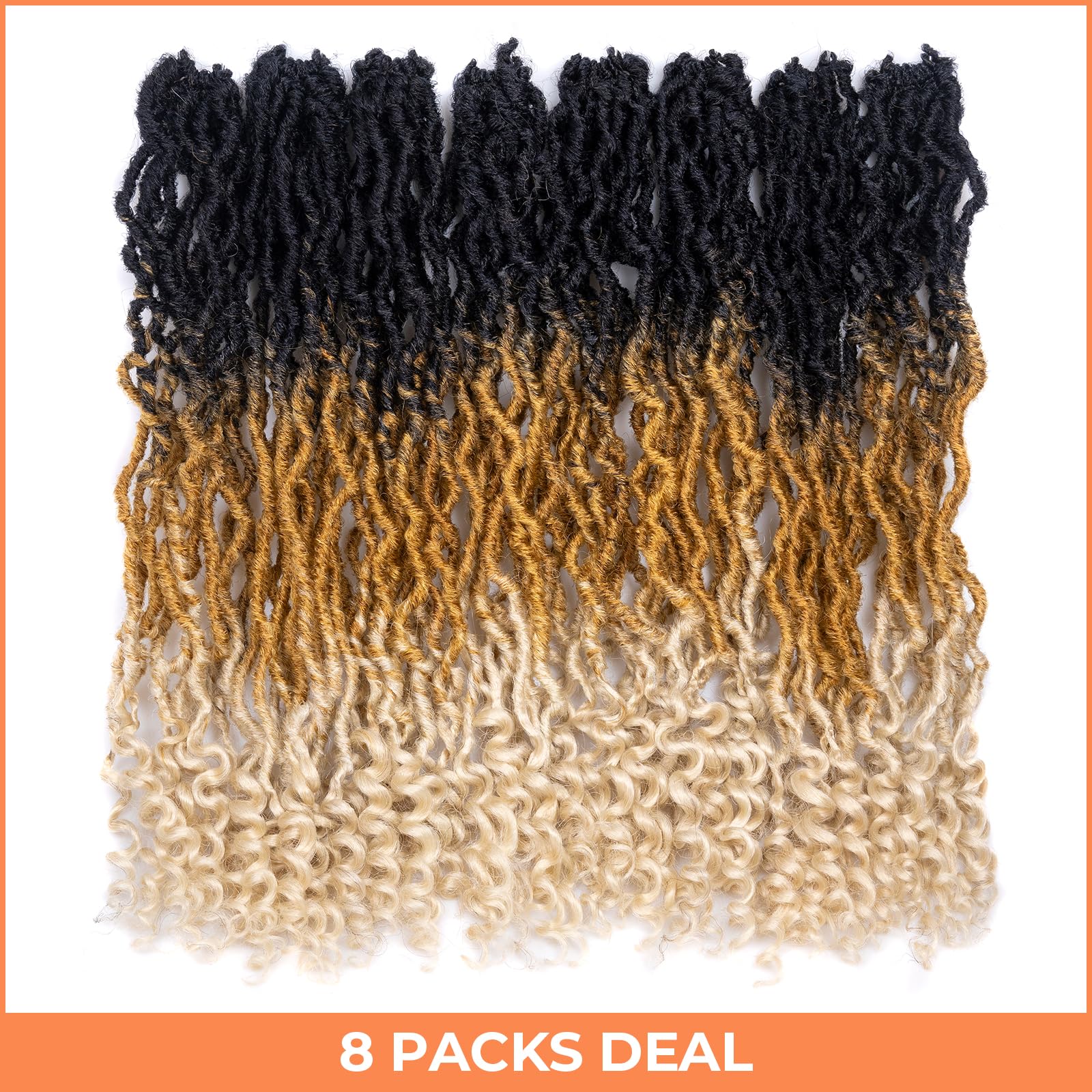 ( US ONLY) FAST SHIPPING PL | Toyotress Passion Faux Locs Crochet Hair Natural Faux Locs Crochet Hair Curly Ends, Short Bob Curly Locs Braids Pre-Looped Synthetic Braiding Hair Extensions