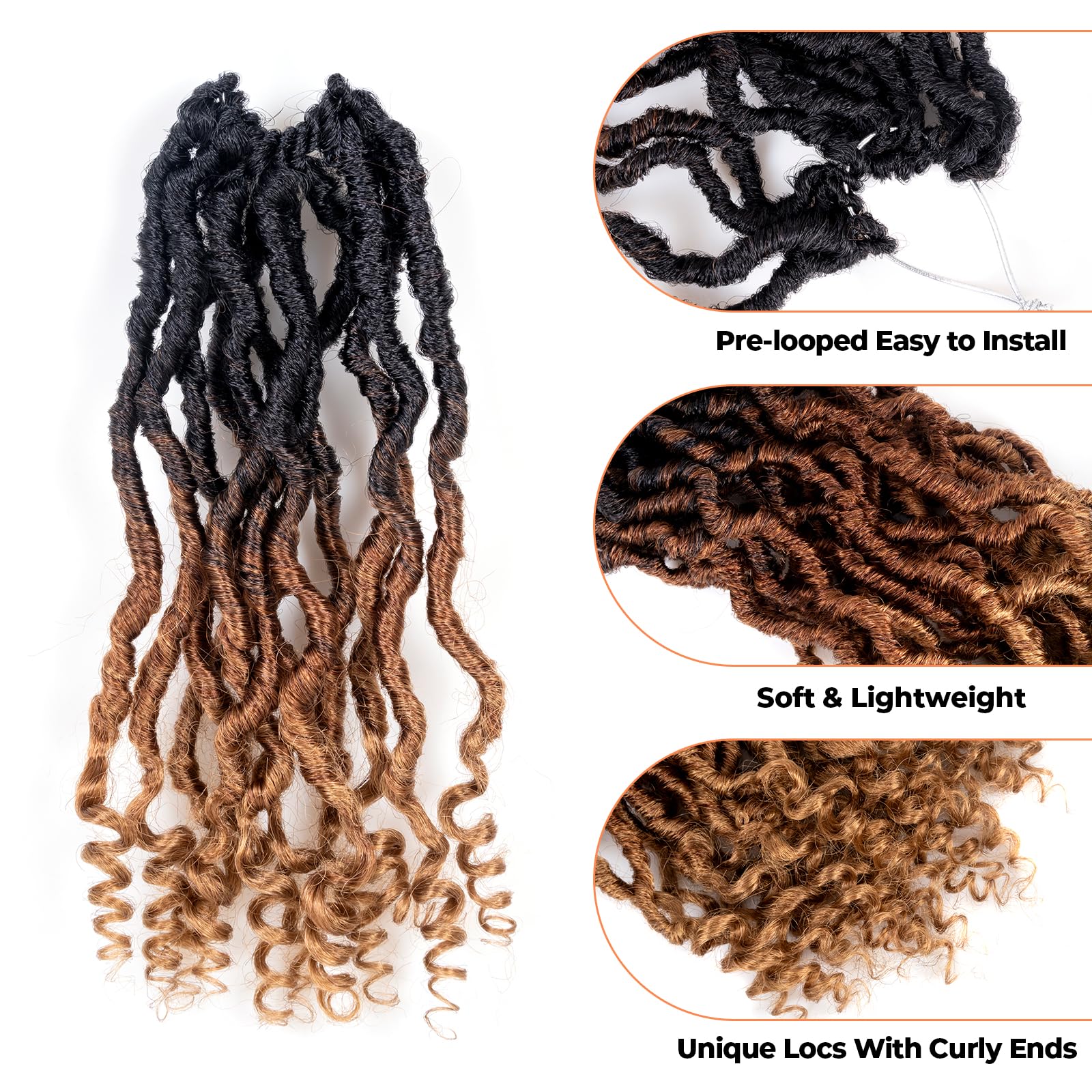 ( US ONLY) FAST SHIPPING PL | Toyotress Passion Faux Locs Crochet Hair Natural Faux Locs Crochet Hair Curly Ends, Short Bob Curly Locs Braids Pre-Looped Synthetic Braiding Hair Extensions