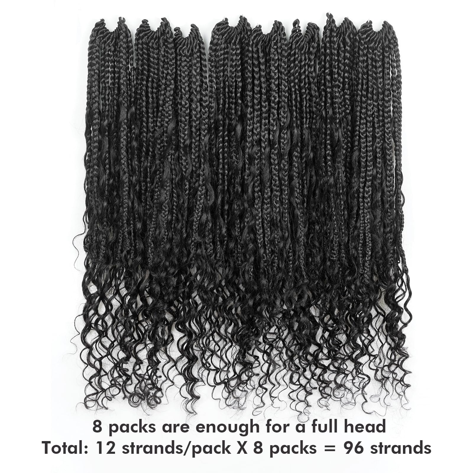 ( US ONLY) FAST SHIPPING HB | Toyotress Boho Box Braids With Human Hair Curls - Handmade Pre-Looped Crochet Human Hair Boho Box Braids, Ombre Brown CrochetBraids Braiding Hair (96 Strands In All)