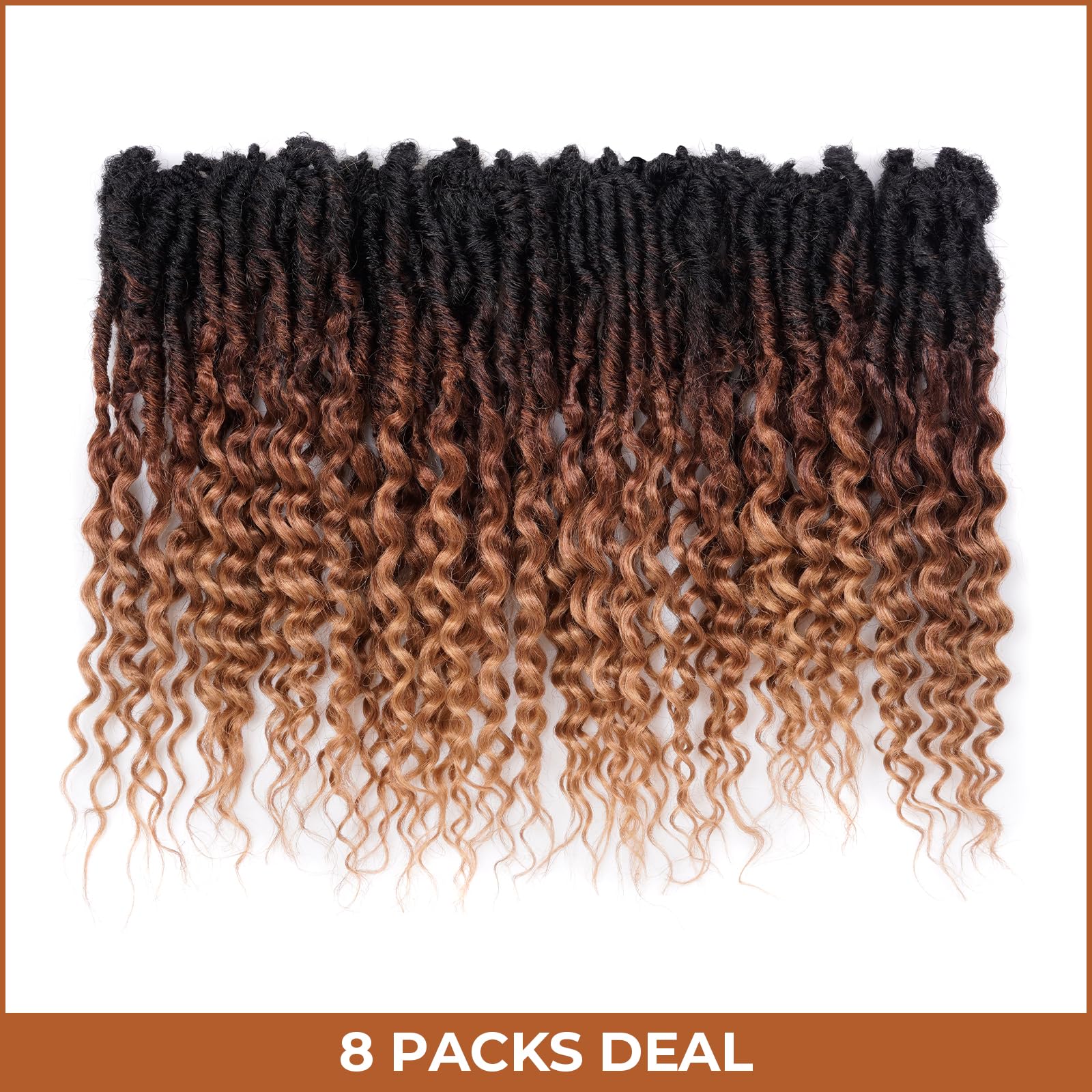 ( US ONLY) FAST SHIPPING DTL | Toyotress Deep Wave Locs Crochet Hair - Curly Faux Locs Crochet Hair, Ombre Brown Ocean Wave Locs Pre-Looped Short Soft Locs Braiding Hair