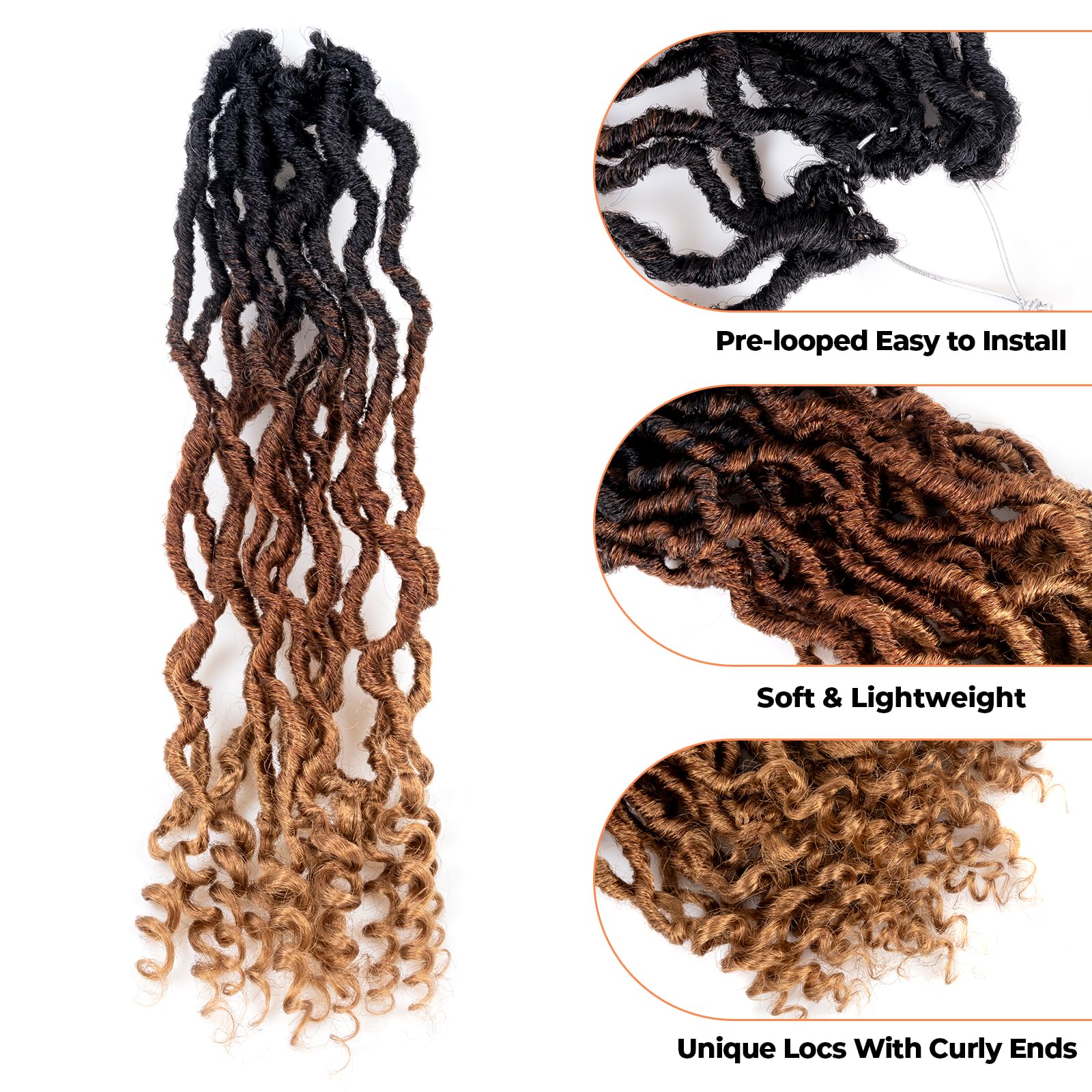 ( US ONLY) FAST SHIPPING PL | Toyotress Passion Faux Locs Crochet Hair Natural Faux Locs Crochet Hair Curly Ends, Short Bob Curly Locs Braids Pre-Looped Synthetic Braiding Hair Extensions