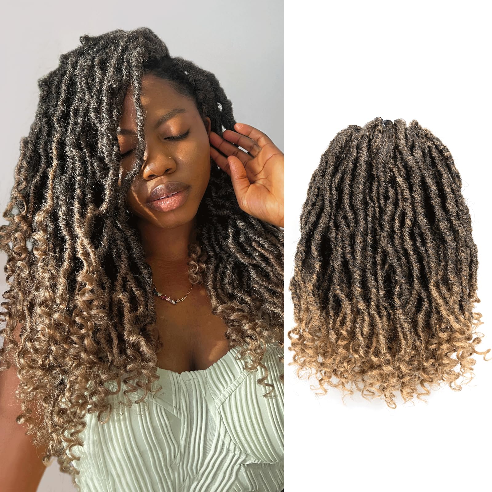 ( US ONLY) FAST SHIPPING PL | Toyotress Passion Faux Locs Crochet Hair Natural Faux Locs Crochet Hair Curly Ends, Short Bob Curly Locs Braids Pre-Looped Synthetic Braiding Hair Extensions