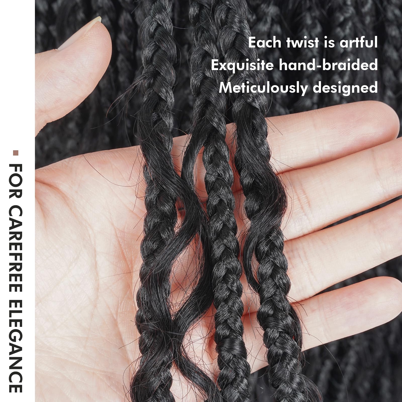 ( US ONLY) FAST SHIPPING HB | Toyotress Boho Box Braids With Human Hair Curls - Handmade Pre-Looped Crochet Human Hair Boho Box Braids, Ombre Brown CrochetBraids Braiding Hair (96 Strands In All)