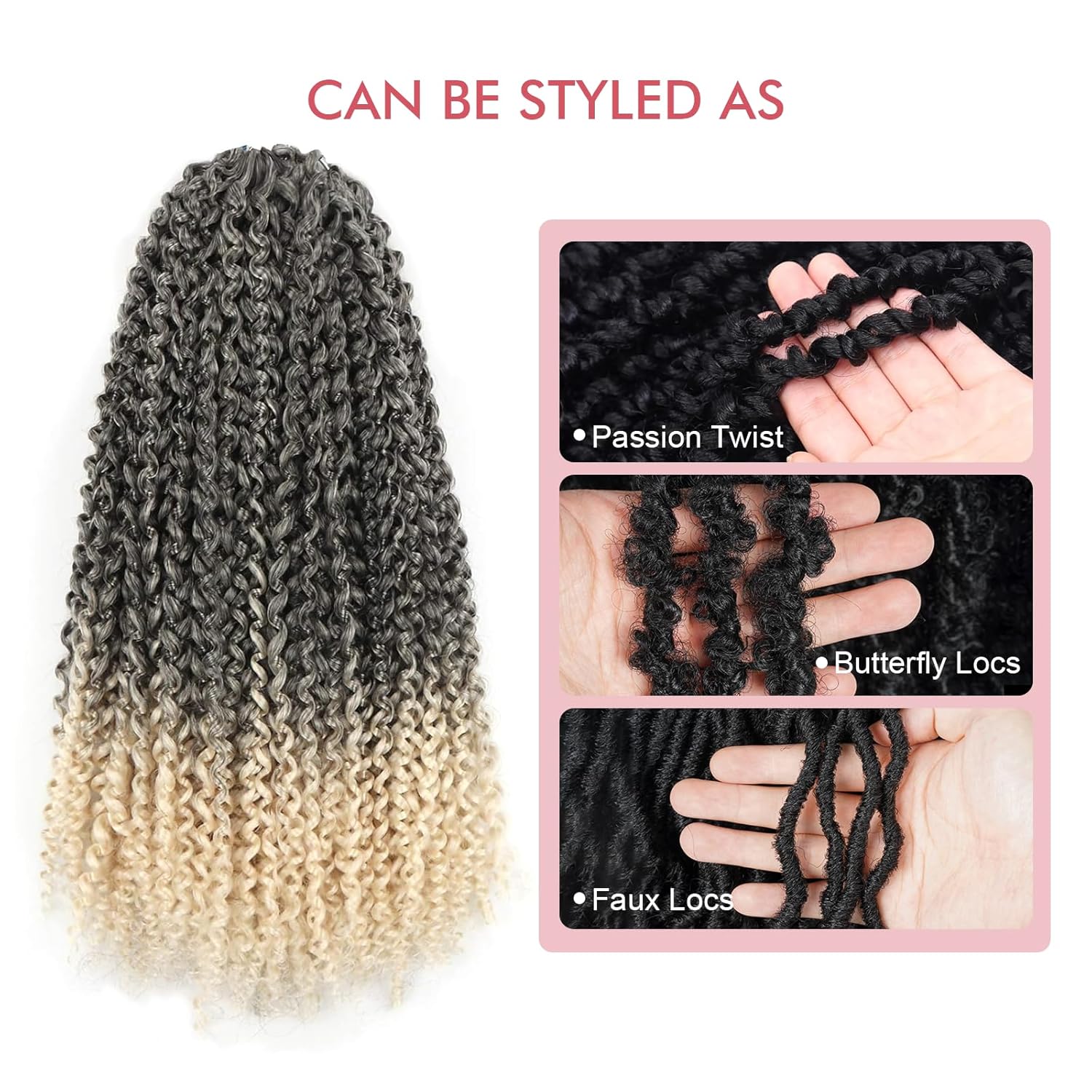 Clearance | Bohemian for Passion Twist 7 Packs | Crochet Synthetic Braiding Hair Extension for Passion Twists