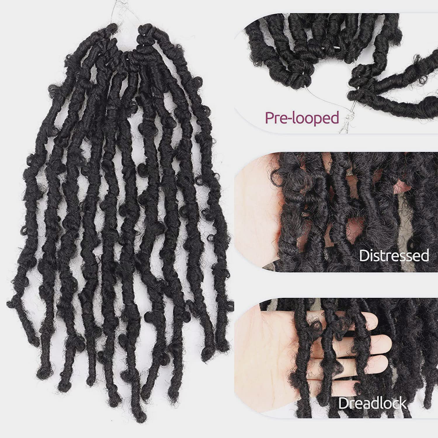 ( US ONLY) FAST SHIPPING DBL | Toyotress Butterfly Locs Crochet Hair Pre-twisted Distressed Crochet Braids, Faux Locs Pre-looped Synthetic Braiding Hair Extensions