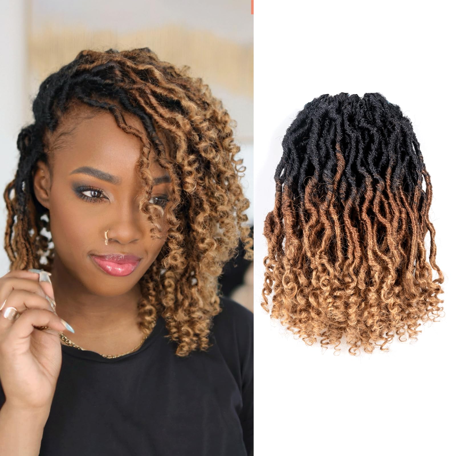 ( US ONLY) FAST SHIPPING PL | Toyotress Passion Faux Locs Crochet Hair Natural Faux Locs Crochet Hair Curly Ends, Short Bob Curly Locs Braids Pre-Looped Synthetic Braiding Hair Extensions