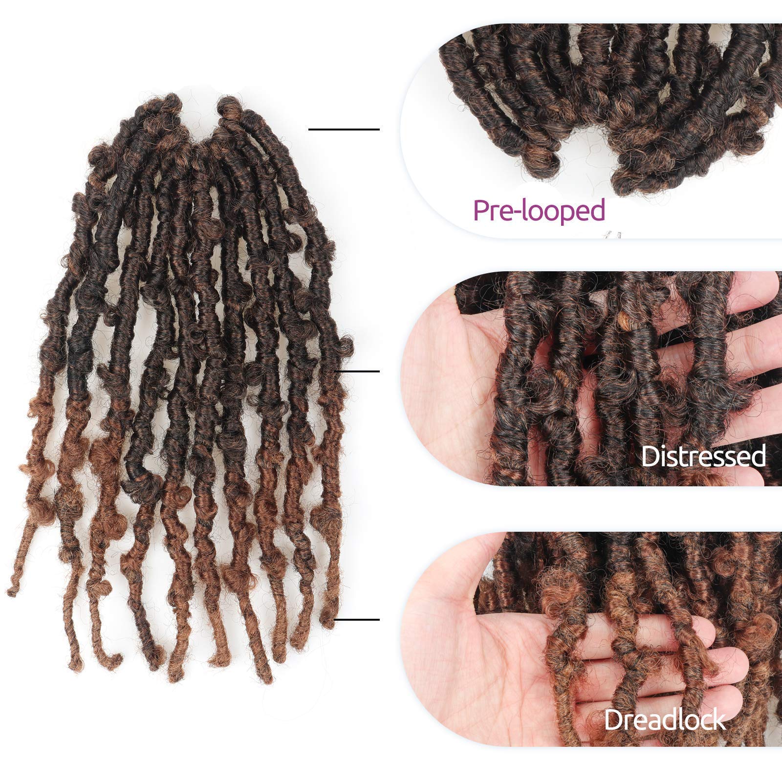 ( US ONLY) FAST SHIPPING DBL | Toyotress Butterfly Locs Crochet Hair Pre-twisted Distressed Crochet Braids, Faux Locs Pre-looped Synthetic Braiding Hair Extensions