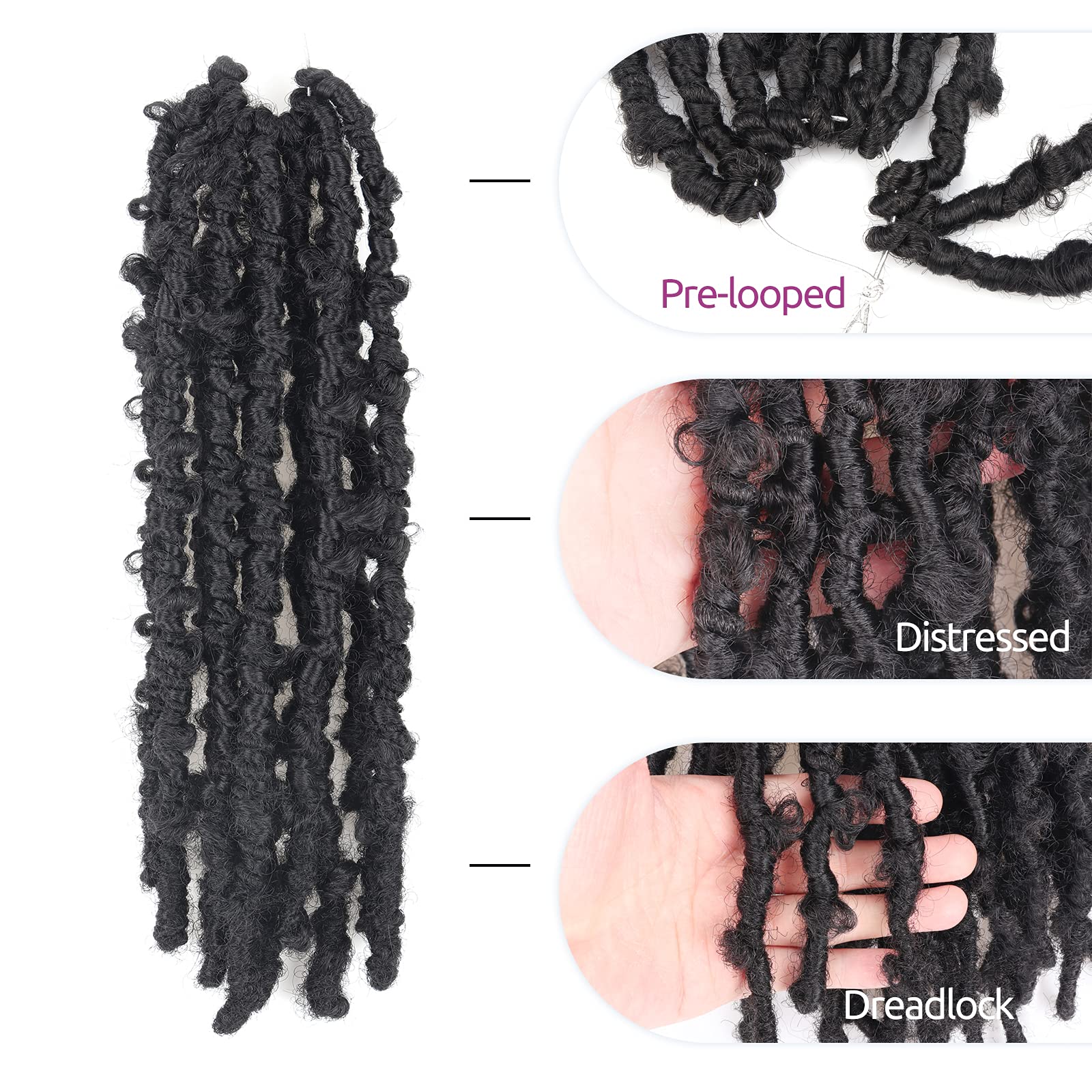 ( US ONLY) FAST SHIPPING DBL | Toyotress Butterfly Locs Crochet Hair Pre-twisted Distressed Crochet Braids, Faux Locs Pre-looped Synthetic Braiding Hair Extensions