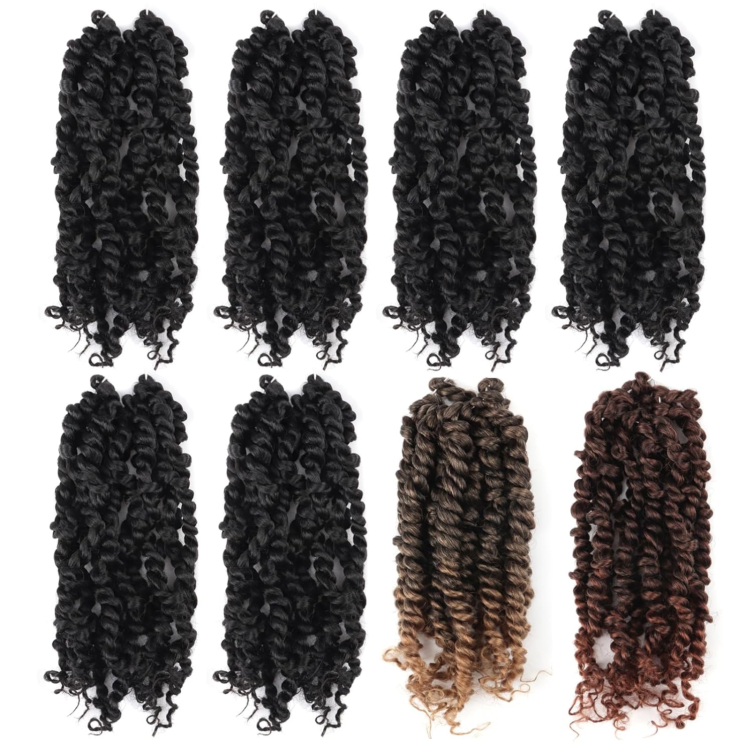 8 Packs Tiana Passion Twist 6-20 Inch | Pre-Twisted Pre-Looped Pre-Twisted Synthetic Crochet Hair