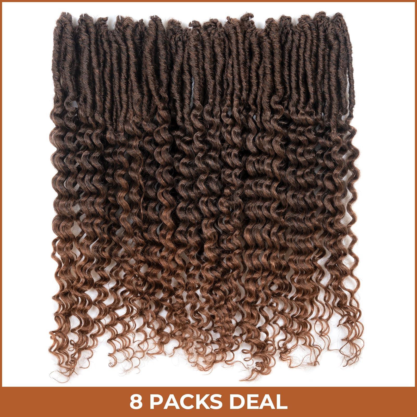 ( US ONLY) FAST SHIPPING DTL | Toyotress Deep Wave Locs Crochet Hair - Curly Faux Locs Crochet Hair, Ombre Brown Ocean Wave Locs Pre-Looped Short Soft Locs Braiding Hair