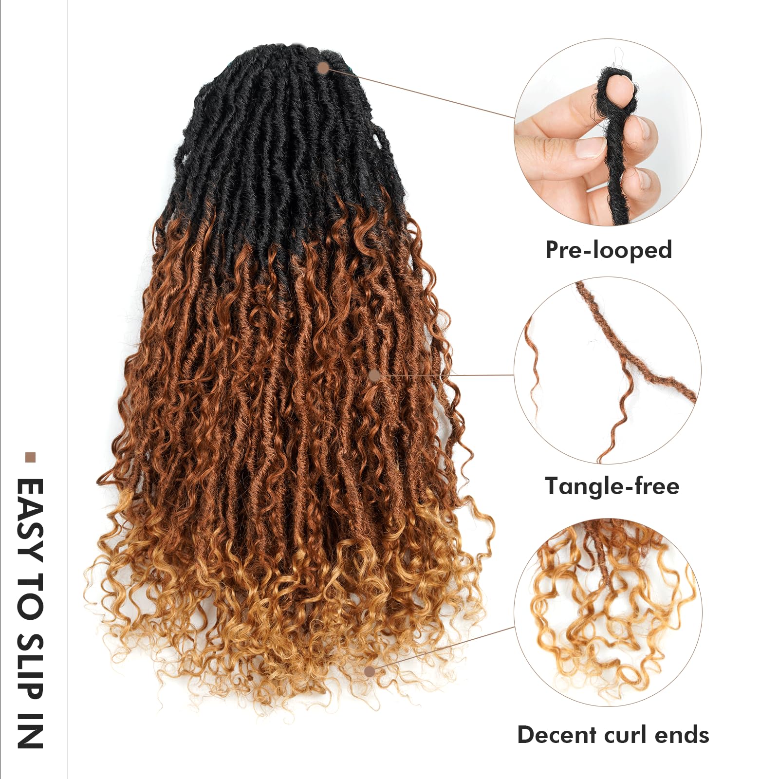 FAST SHIPPING 3-5 DAY Boho Human Hair Locs | Toyotress Boho Human Hair Locs - 8 Packs Pre-Looped Crochet Locs With Human Hair Curls, Ombre Brown Human Hair Locs With Curly Ends Braiding Hair Extensions