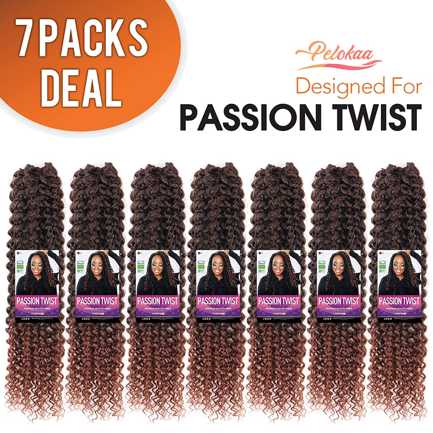 Facebook Group Benefit | TOYOTRESS Water Wave Passion Twist Hair 6/7 Packs - Ombre Orange Water Wave Crochet Braids Synthetic Braiding Hair Extensions